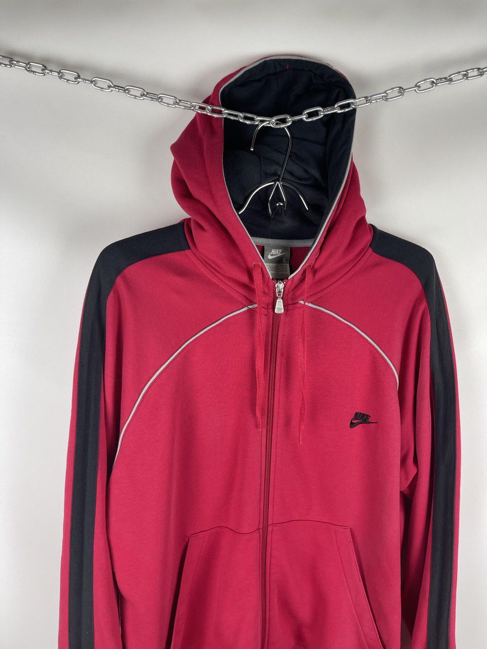 Nike Nike vintage y2k red black hoodie logo swoosh jacket Size US L / EU 52-54 / 3 - 2 Thumbnail