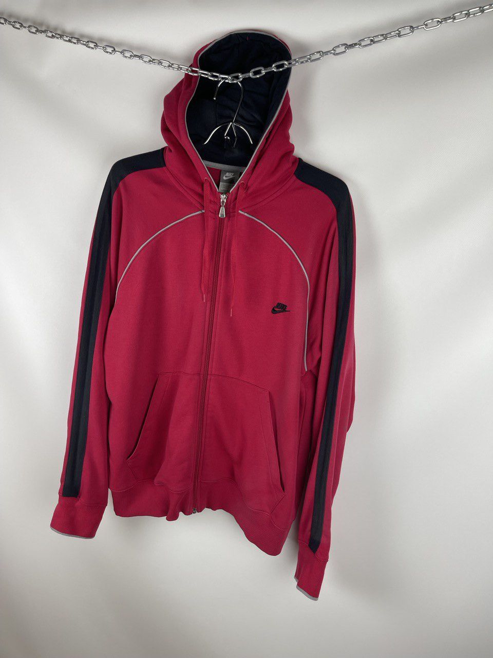 Nike Nike vintage y2k red black hoodie logo swoosh jacket Size US L / EU 52-54 / 3 - 8 Thumbnail