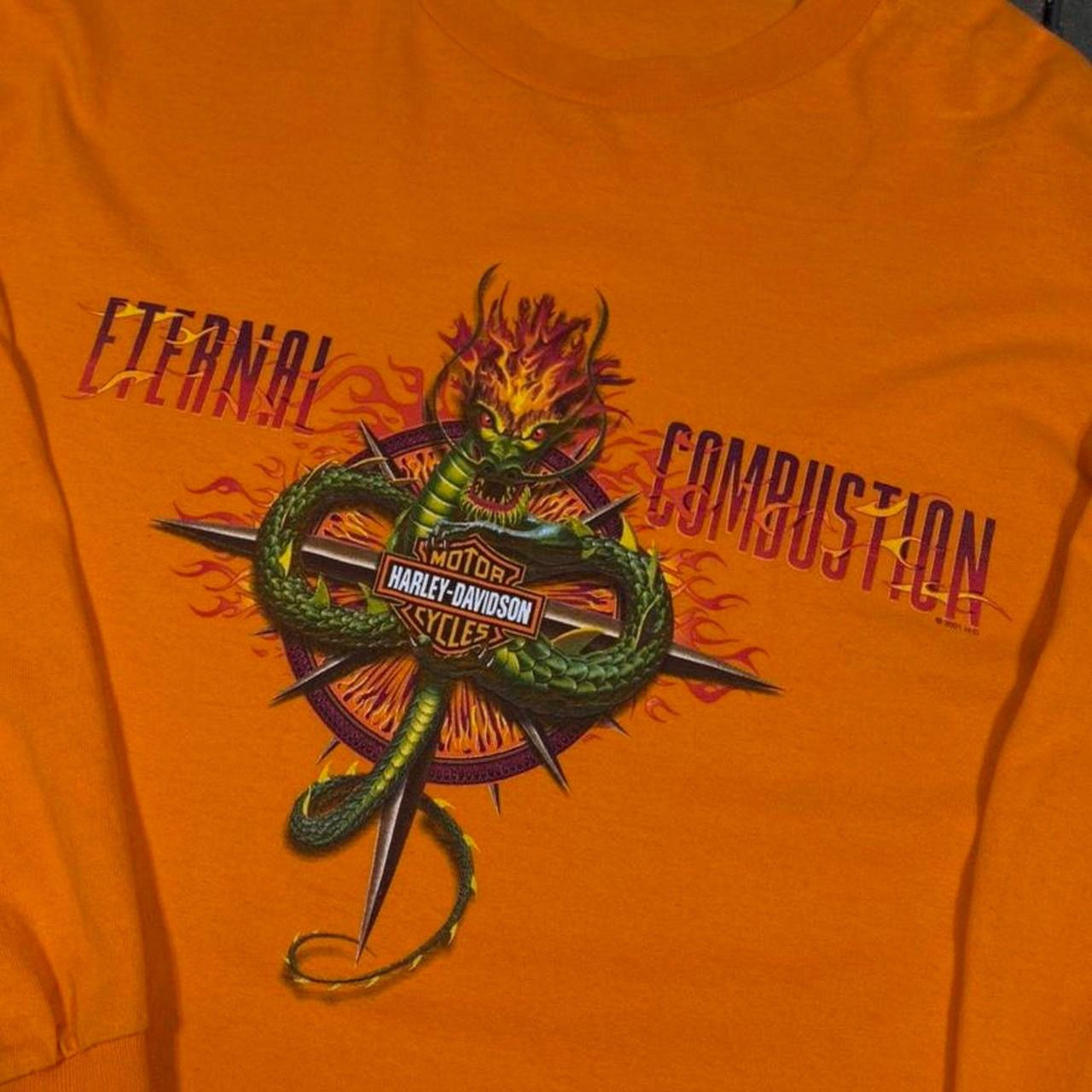Harley Davidson × Vintage Vintage Harley Davidson Dragon Eternal Combustion Tee Size US L / EU 52-54 / 3 - 3 Thumbnail