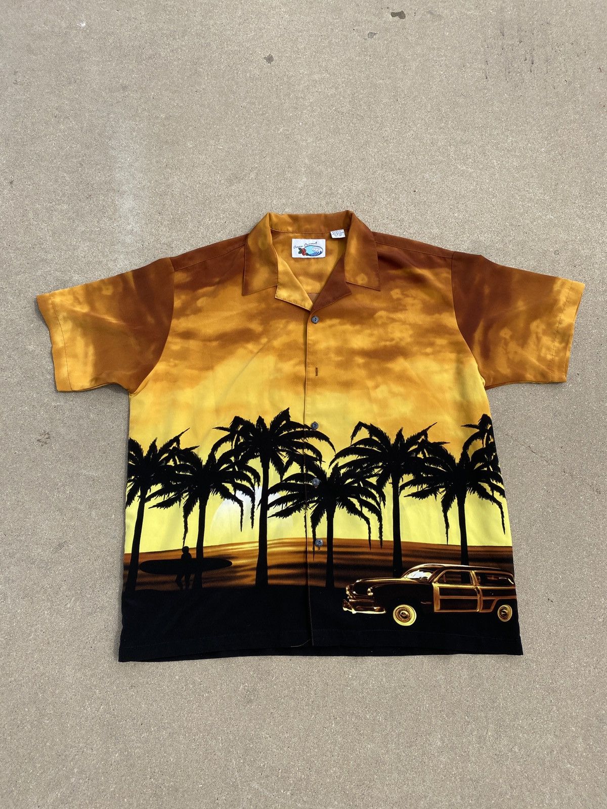 Vintage Sunset Car Button Up Tee