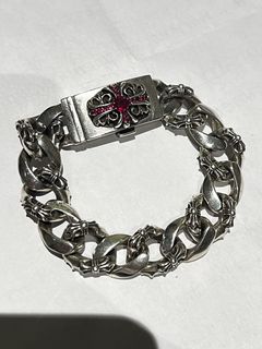 Chrome Hearts Tapered Cross Hinged Bangle - Sterling Silver Bangle,  Bracelets - CHH43926