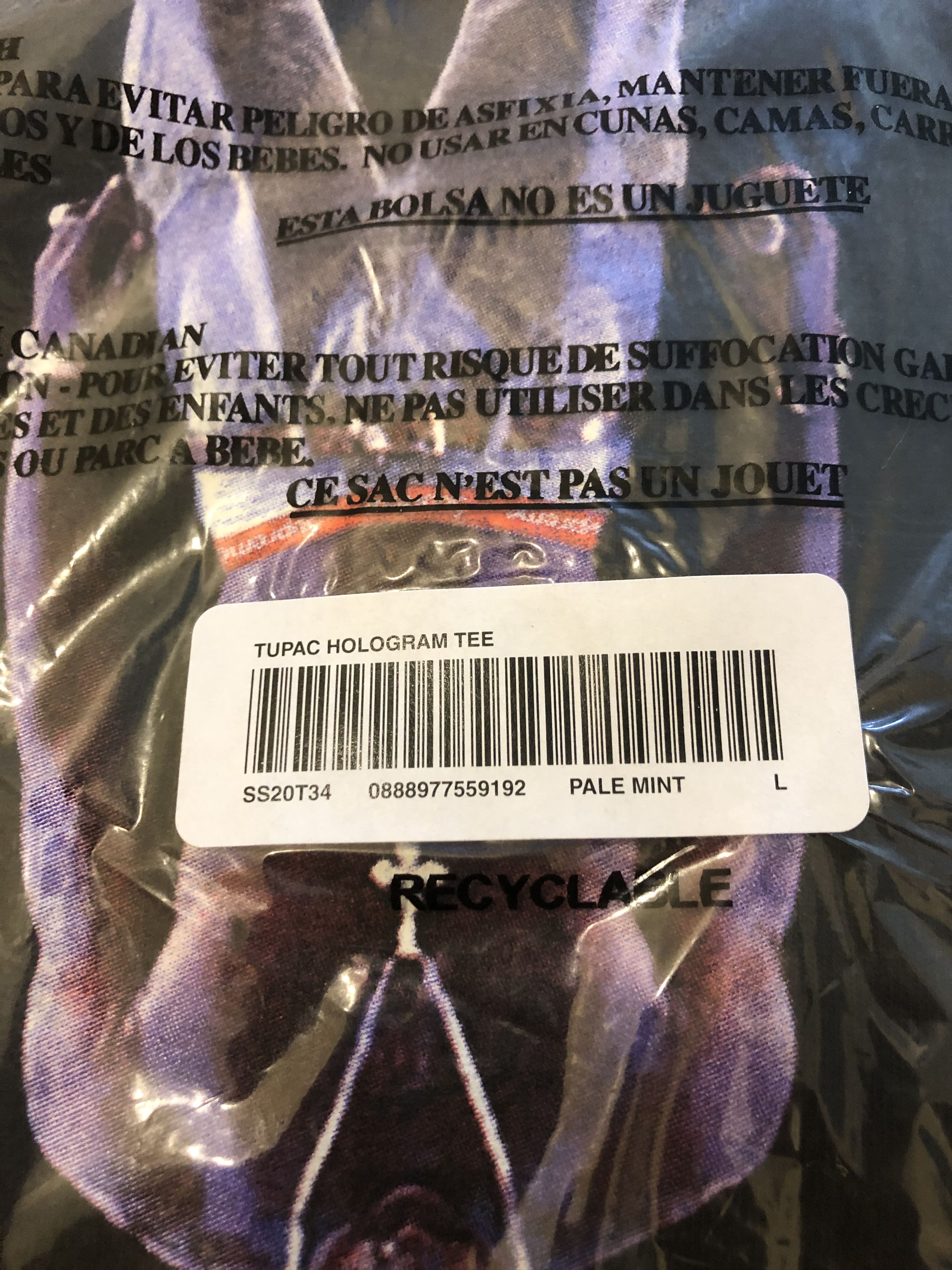 Supreme Supreme SS20 Tupac Hologram Tee T-Shirt Pale Mint Large Size US L / EU 52-54 / 3 - 4 Thumbnail