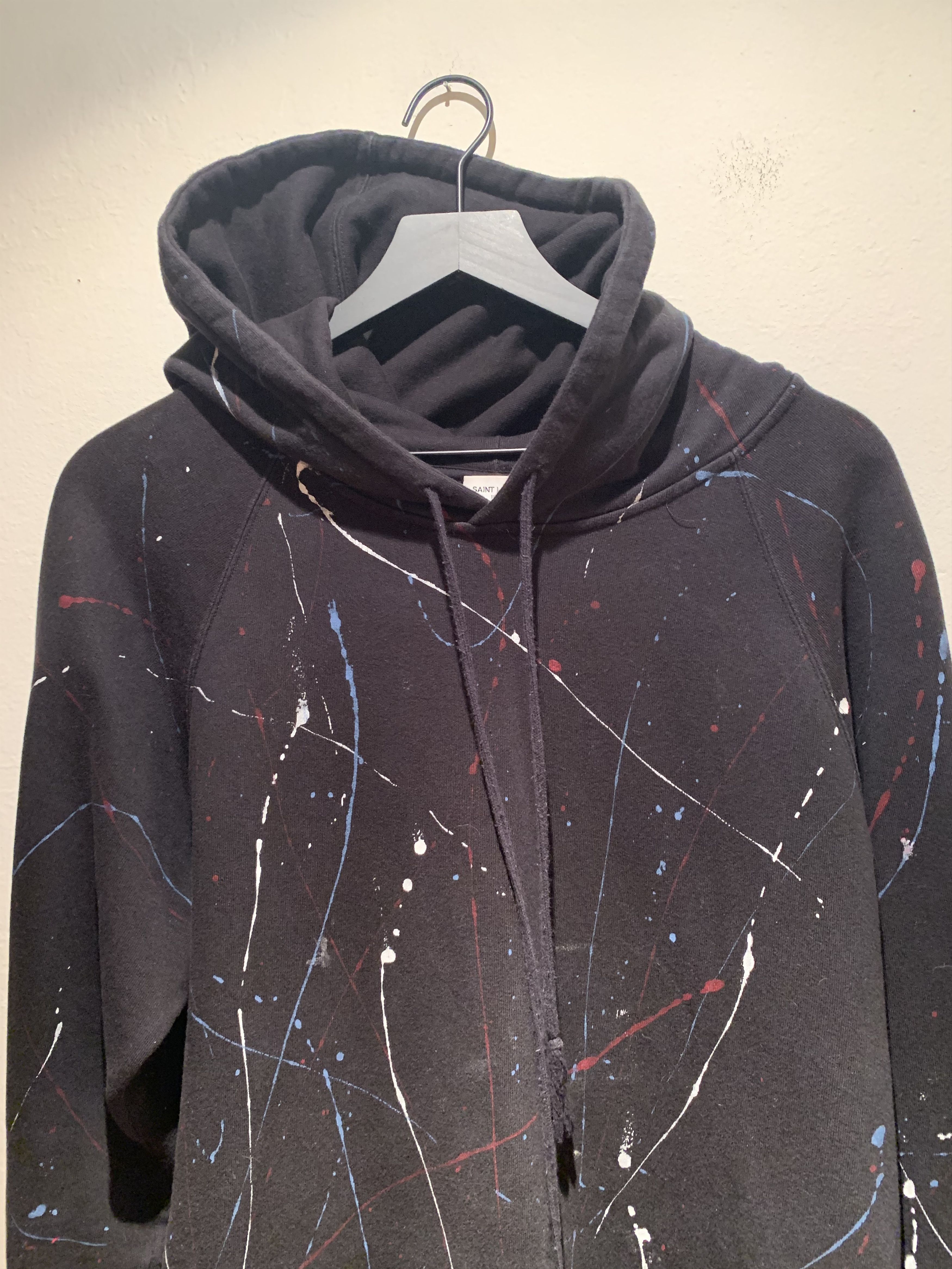 Designer × Saint Laurent Paris × Yves Saint Laurent *RARE* Yves Saint Laurent Paris Paint Splatter Hoodie - XL Size US XL / EU 56 / 4 - 2 Thumbnail