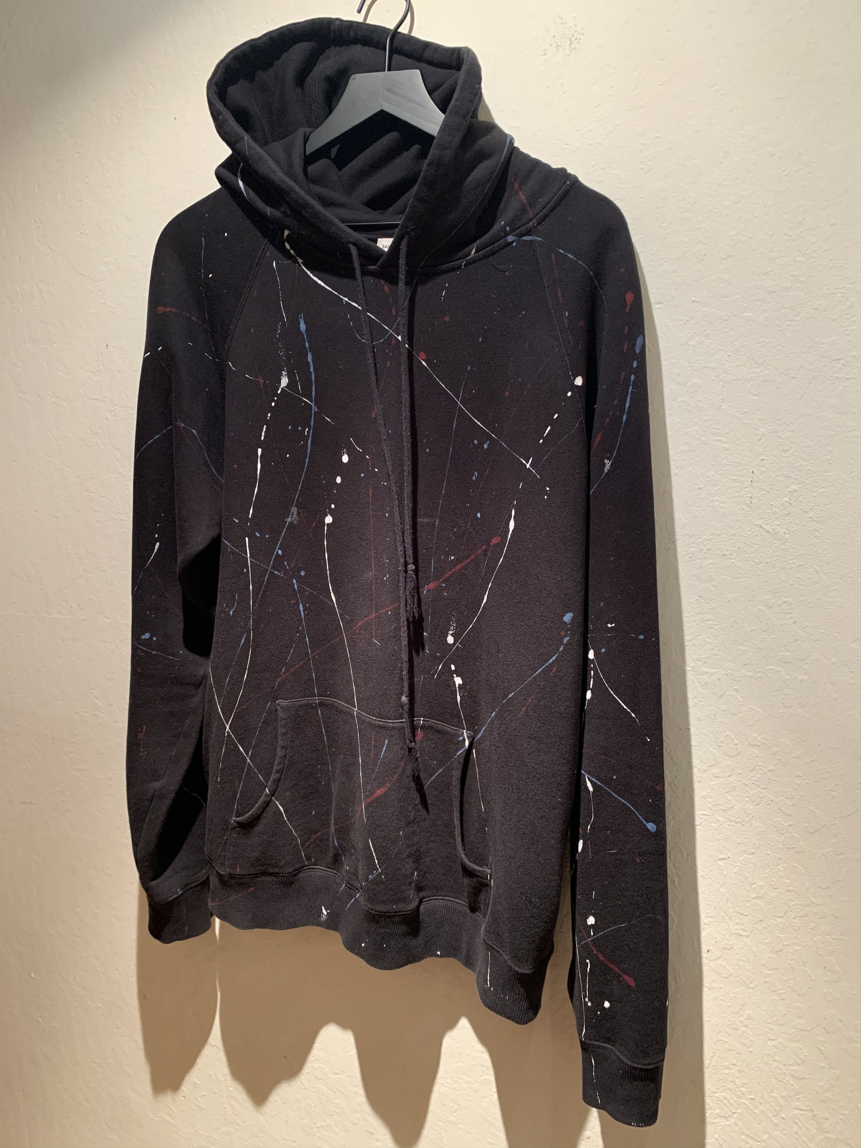 Designer × Saint Laurent Paris × Yves Saint Laurent *RARE* Yves Saint Laurent Paris Paint Splatter Hoodie - XL Size US XL / EU 56 / 4 - 1 Thumbnail