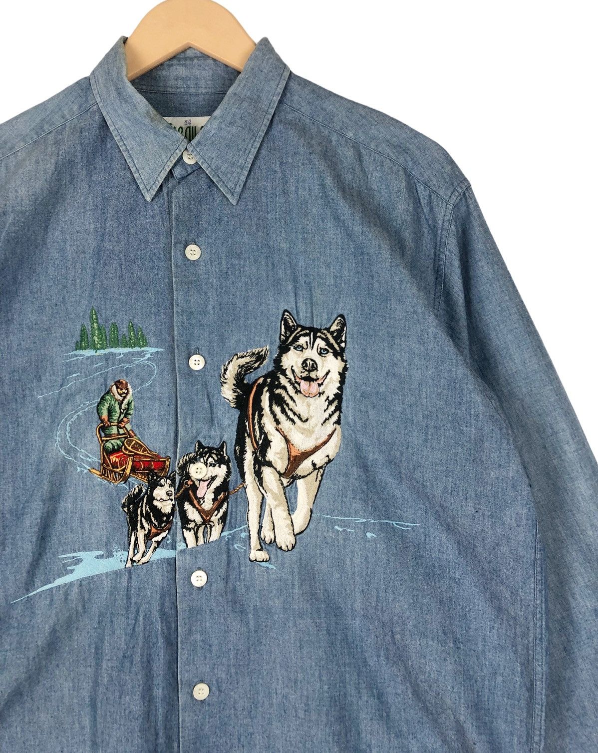 Japanese Brand × Vintage Japanese Brand Chambry Wolf Ski Embroidered Button Ups Shirt Size US L / EU 52-54 / 3 - 1 Thumbnail