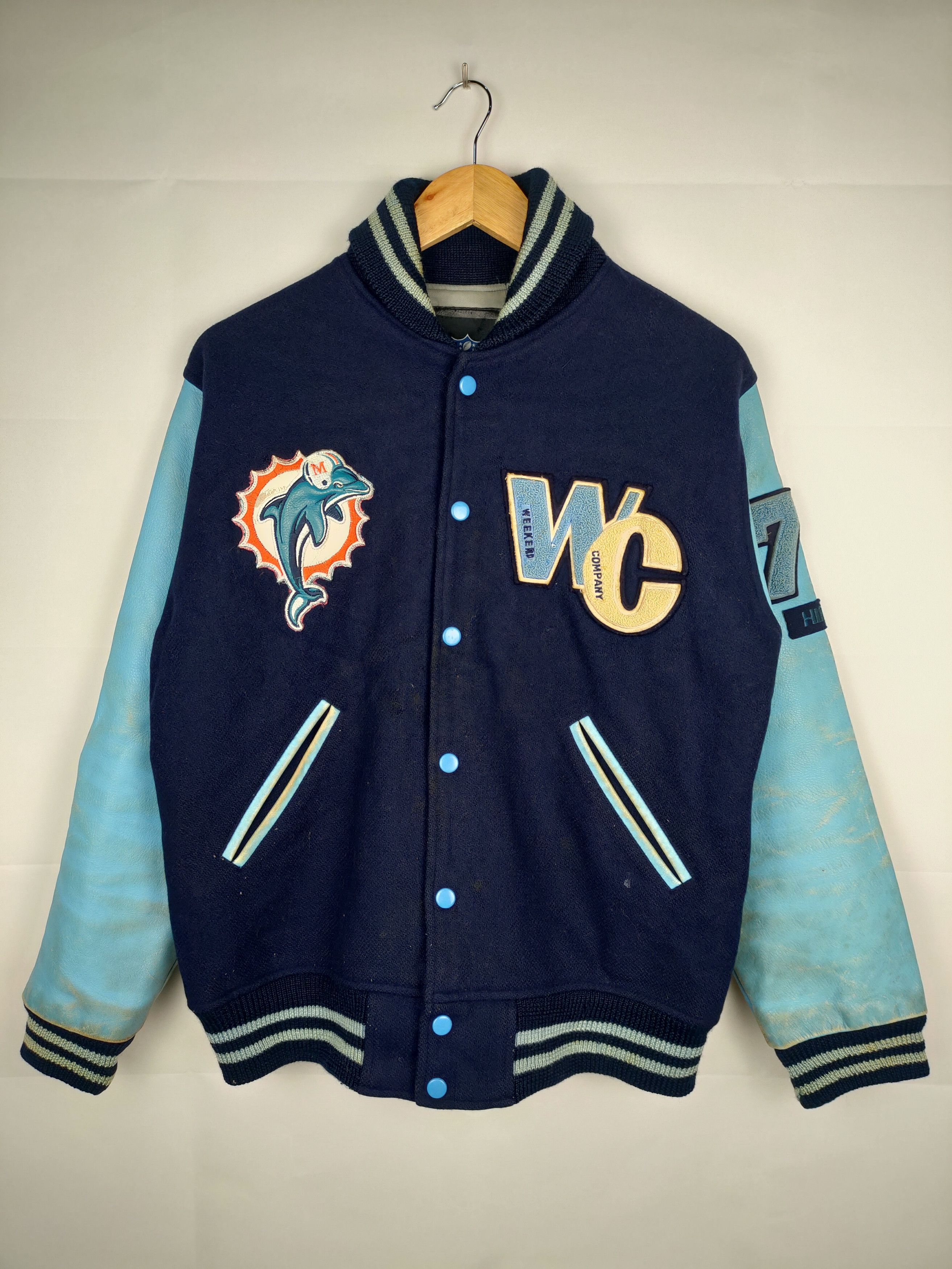NFL NFL Dolphins Varsity Jacket Leather Sleeve Size US M / EU 48-50 / 2 - 3 Thumbnail