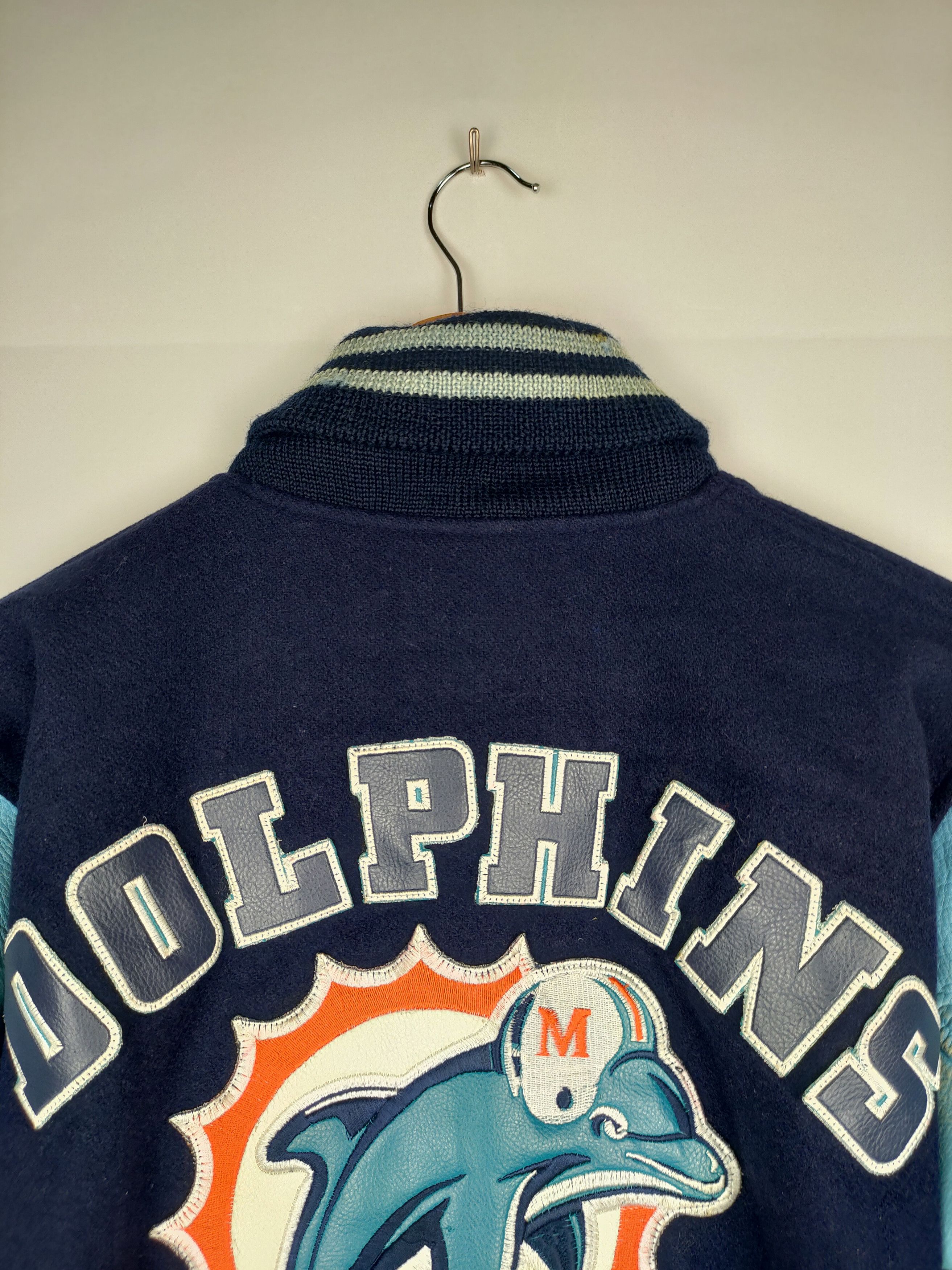 NFL NFL Dolphins Varsity Jacket Leather Sleeve Size US M / EU 48-50 / 2 - 2 Thumbnail