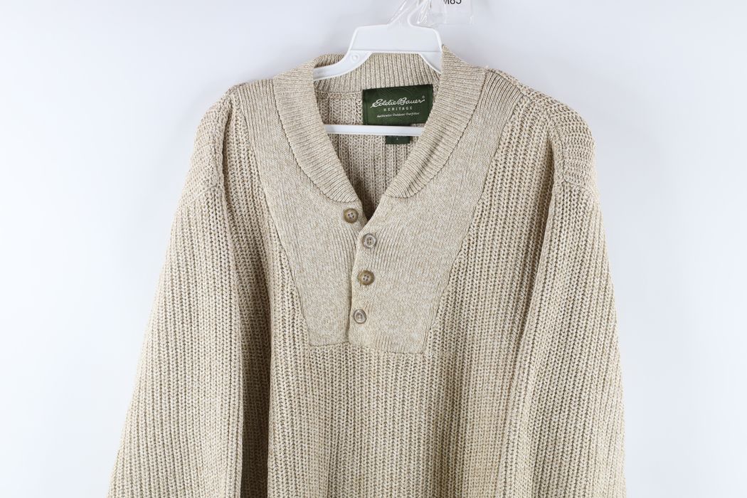 Vintage Vintage Eddie Bauer Heavyweight Knit Henley Sweater Oatmeal