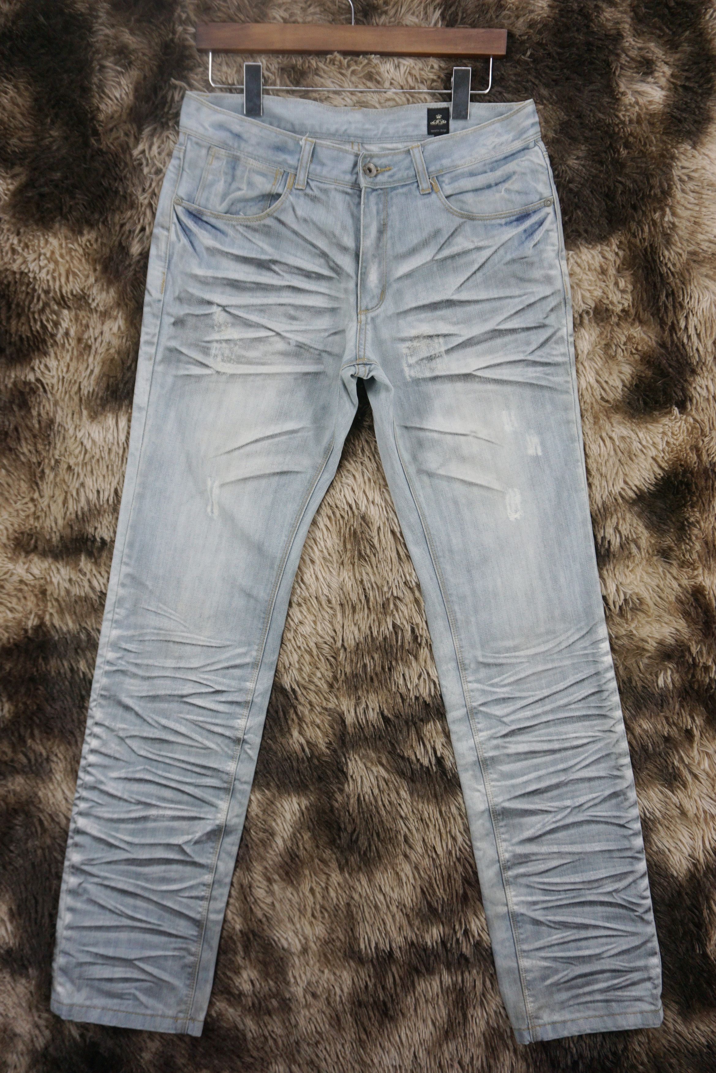 image of Rockers x Rodeo Semantic Design Punk Denim Jeans Jeans Pants in Blue, Men's (Size 32)