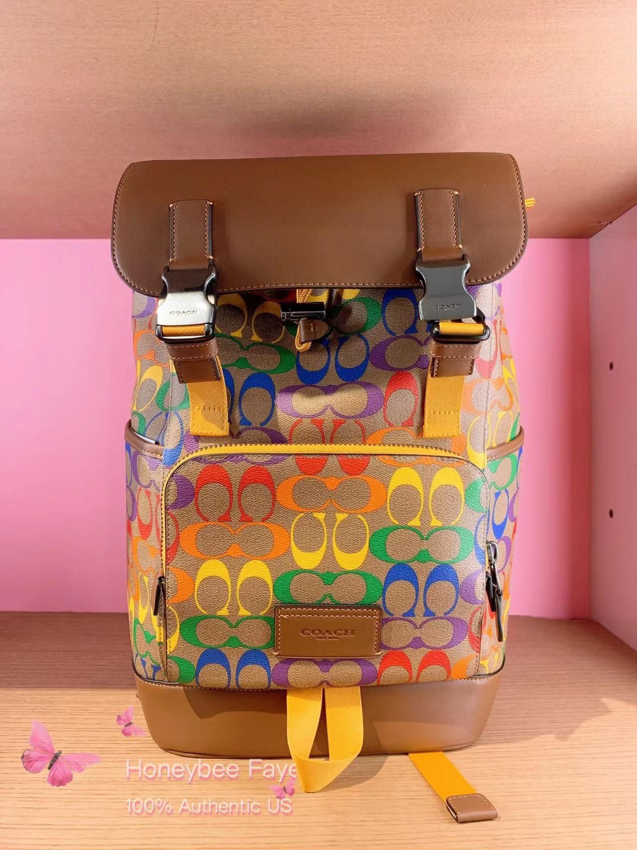 Coach Rainbow Signature Canvas Backpack Campus leather backpack Coach Multicolour in Leather - 37157807 main image 2