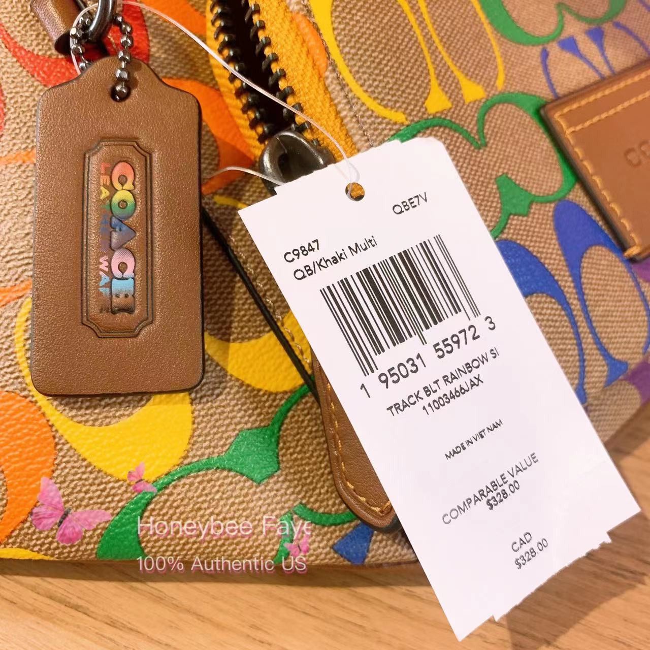 Coach Track Belt factory Bag In Rainbow Signature Canvas