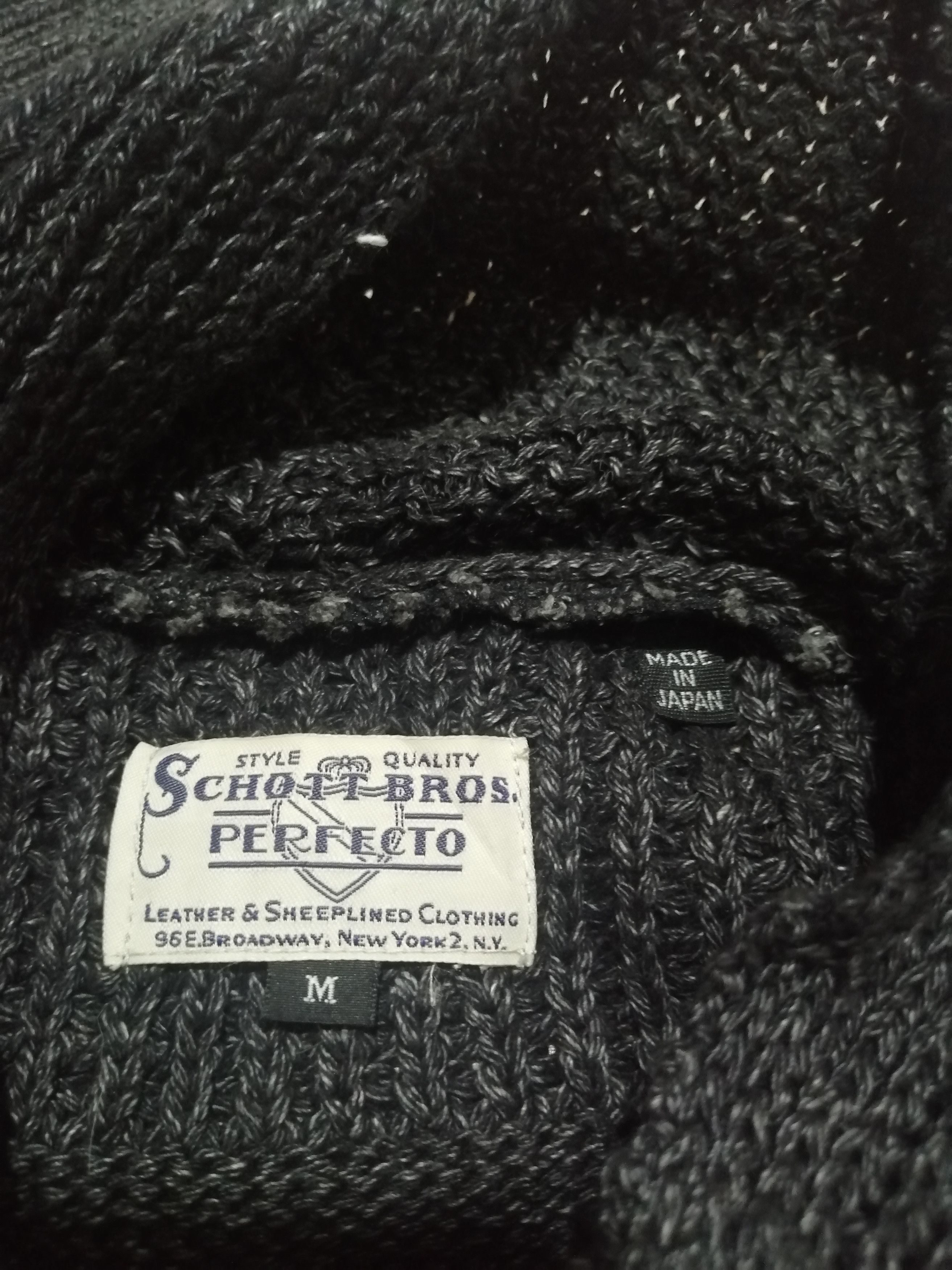 Aran Isles Knitwear × Schott × Vintage Schott Bros Perfecto Shawl Collar Knitwear Size US M / EU 48-50 / 2 - 4 Thumbnail