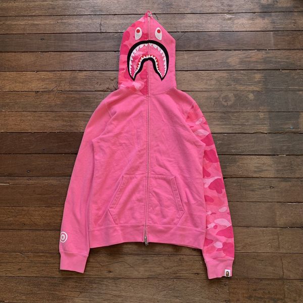 Bape Bape Shark Pink Half Camo Full Zip Hoodie Grailed