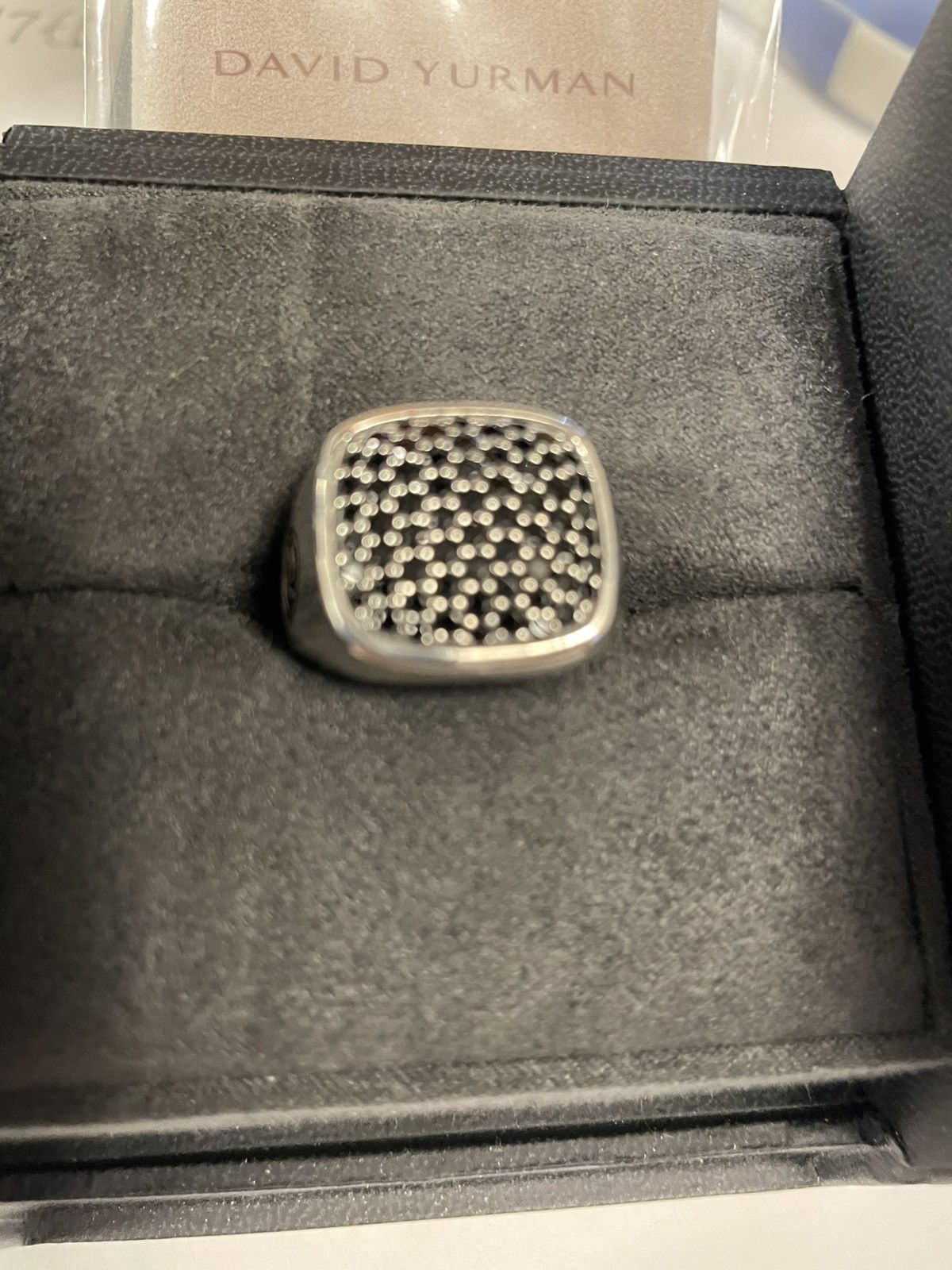 David Yurman MINT David Yurman Sterling Silver/Black Diamond Signet Ring Size ONE SIZE - 3 Thumbnail