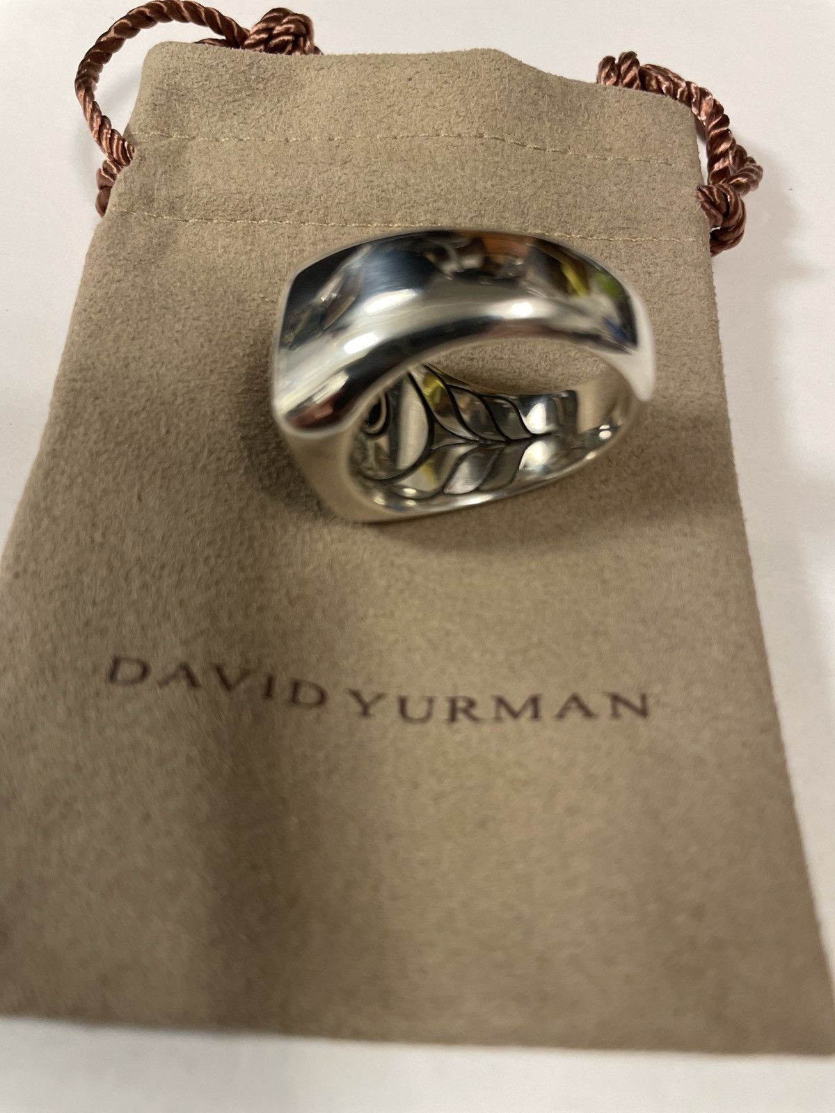 David Yurman MINT David Yurman Sterling Silver/Black Diamond Signet Ring Size ONE SIZE - 9 Thumbnail