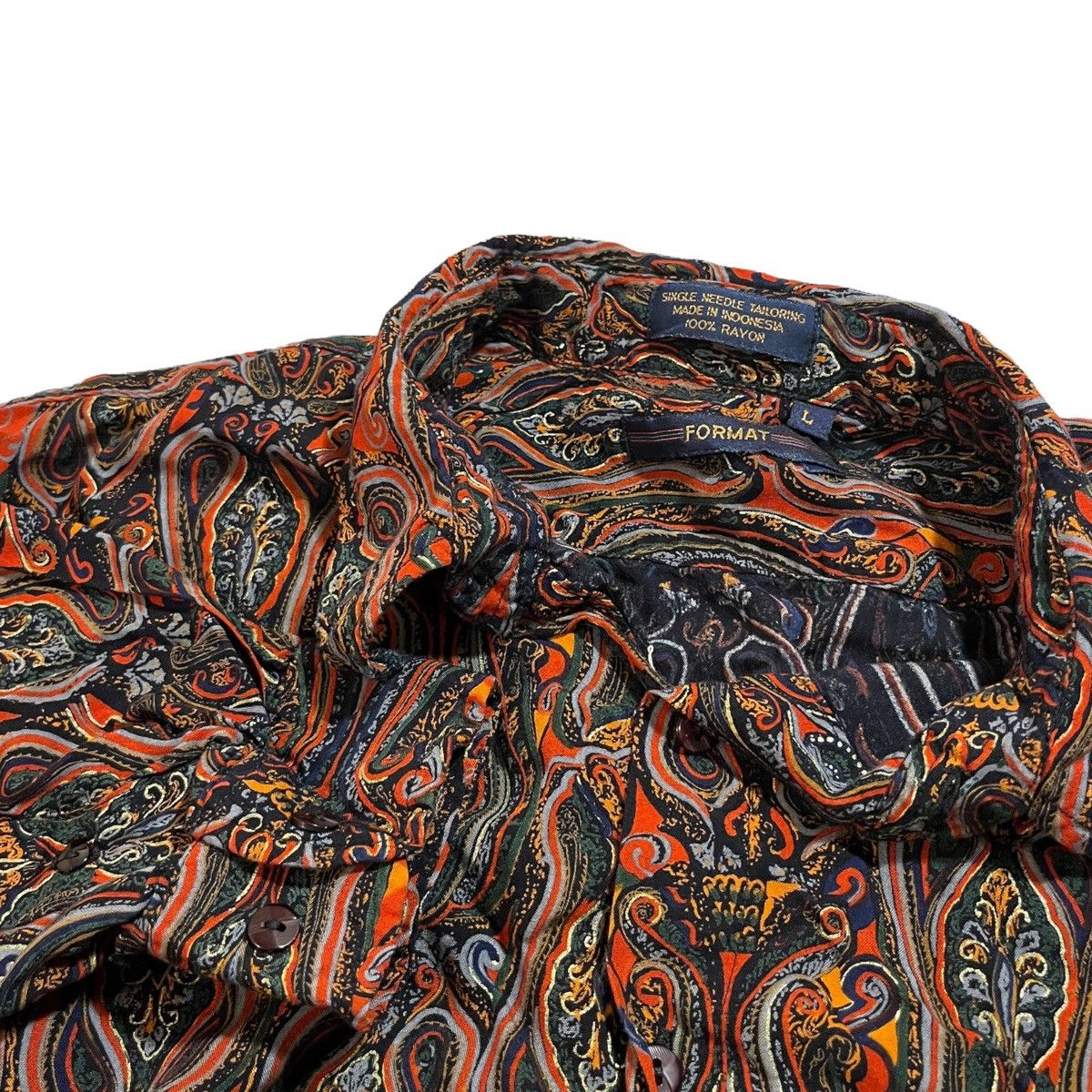 Vintage Paisley rayon Format Brand Polyester Shirt Size US XL / EU 56 / 4 - 2 Thumbnail