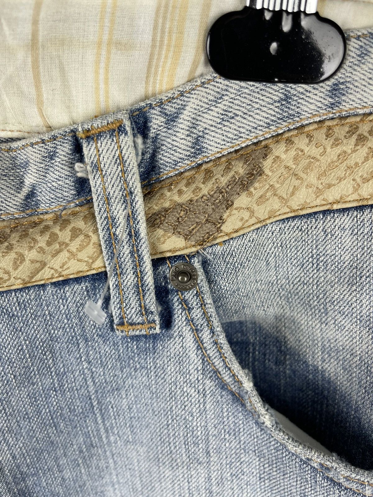 Dolce & Gabbana Dolce & Gabbana snake leather blue distressed denim jeans Size US 36 / EU 52 - 10 Thumbnail