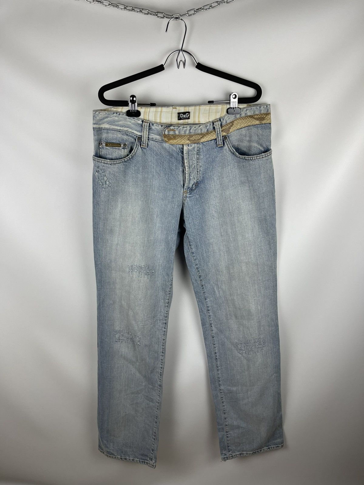 Dolce & Gabbana Dolce & Gabbana snake leather blue distressed denim jeans Size US 36 / EU 52 - 1 Thumbnail