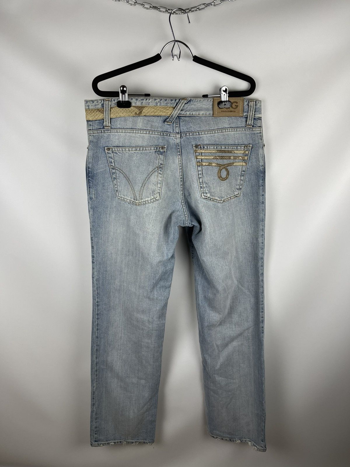 Dolce & Gabbana Dolce & Gabbana snake leather blue distressed denim jeans Size US 36 / EU 52 - 2 Thumbnail