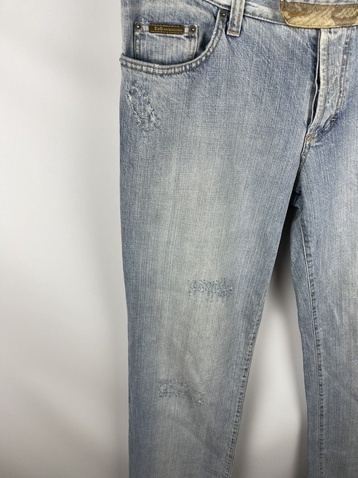 Dolce & Gabbana Dolce & Gabbana snake leather blue distressed denim jeans Size US 36 / EU 52 - 6 Thumbnail