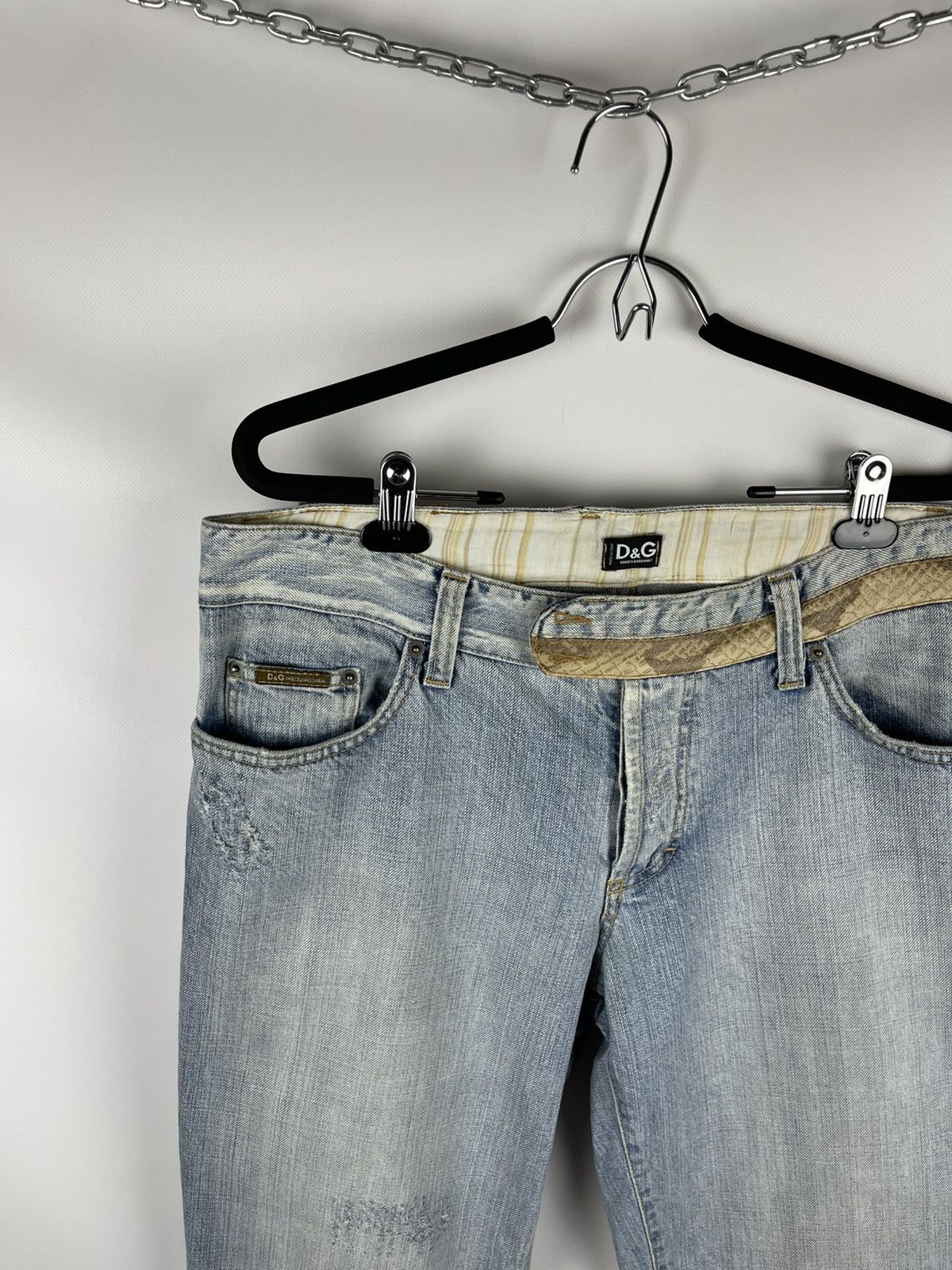 Dolce & Gabbana Dolce & Gabbana snake leather blue distressed denim jeans Size US 36 / EU 52 - 3 Thumbnail