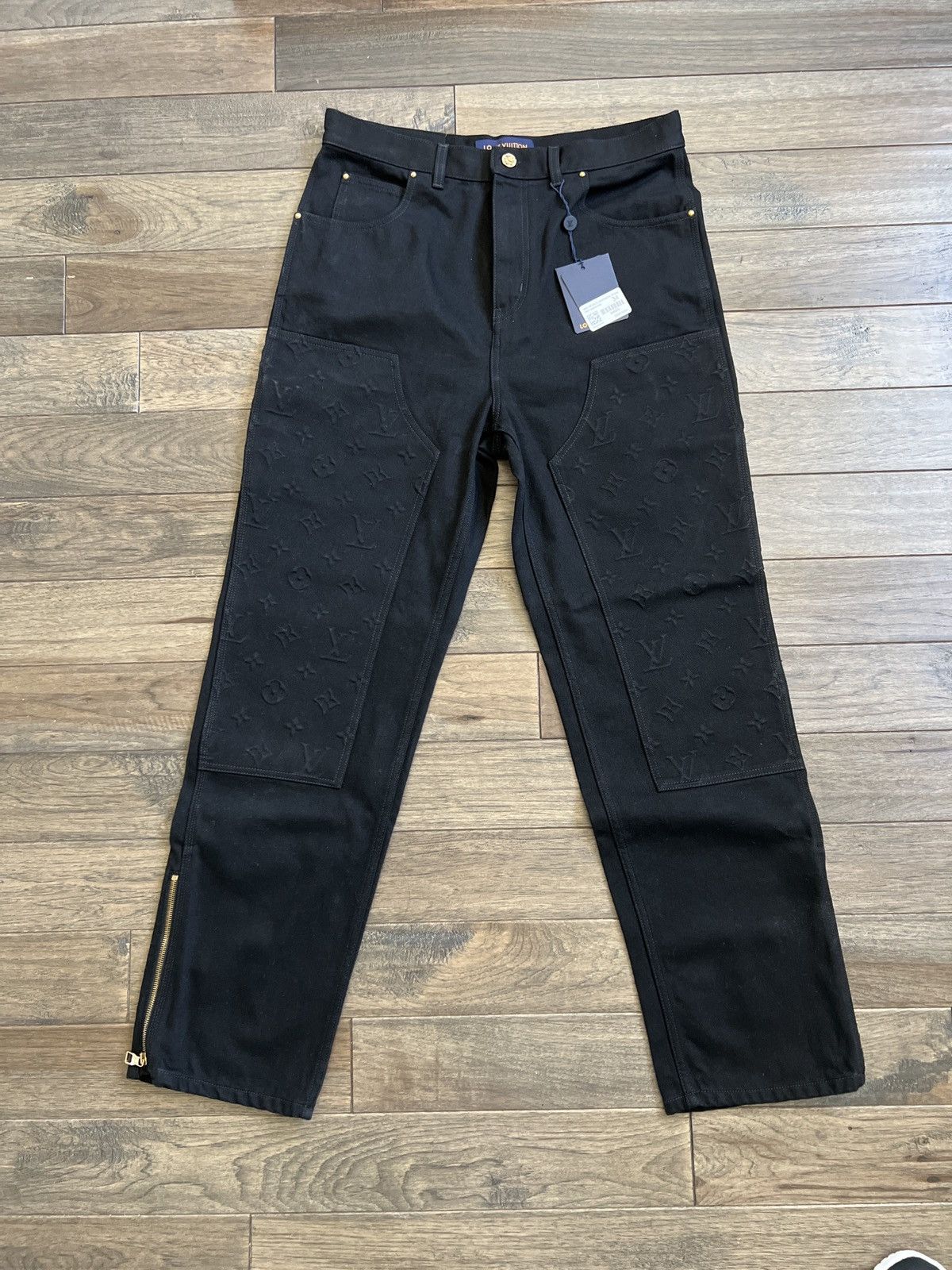 Louis Vuitton Monogram Embossed Double Knee Carpenter Jeans