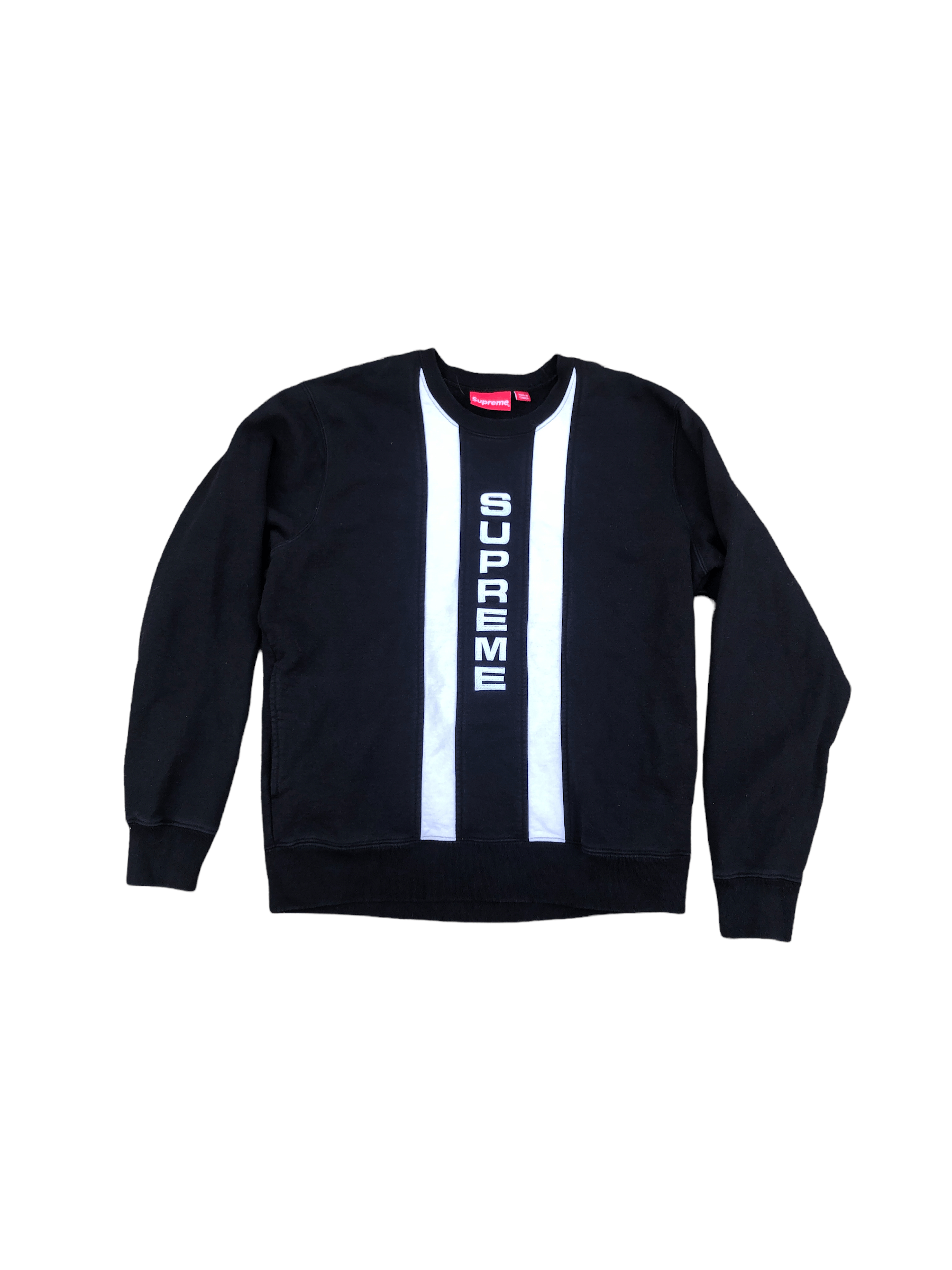 Supreme Vertical Logo Panel Crewneck | Grailed