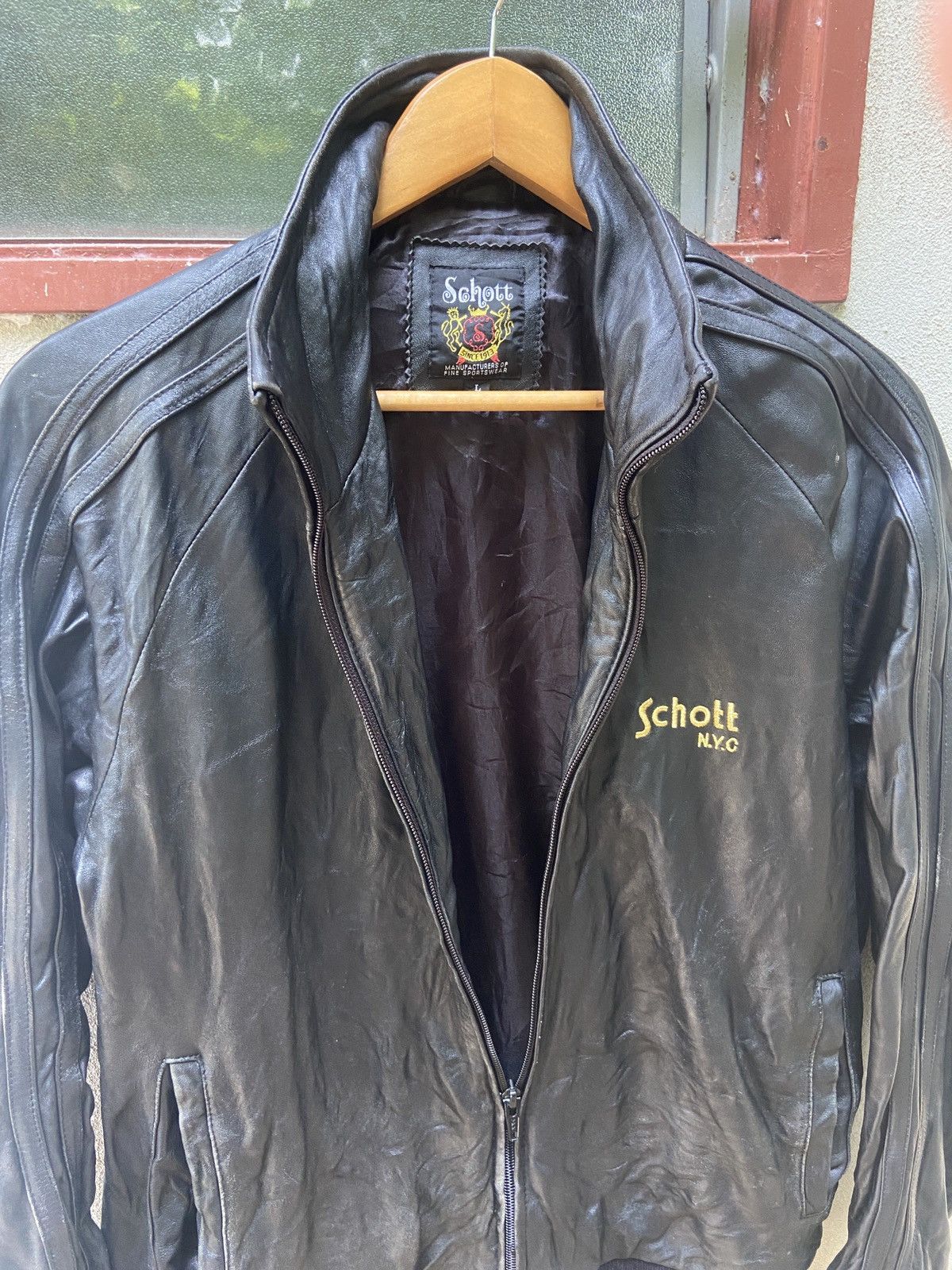 Schott Schott N.Y.C Zip Up Leather Jacket Size US L / EU 52-54 / 3 - 5 Thumbnail