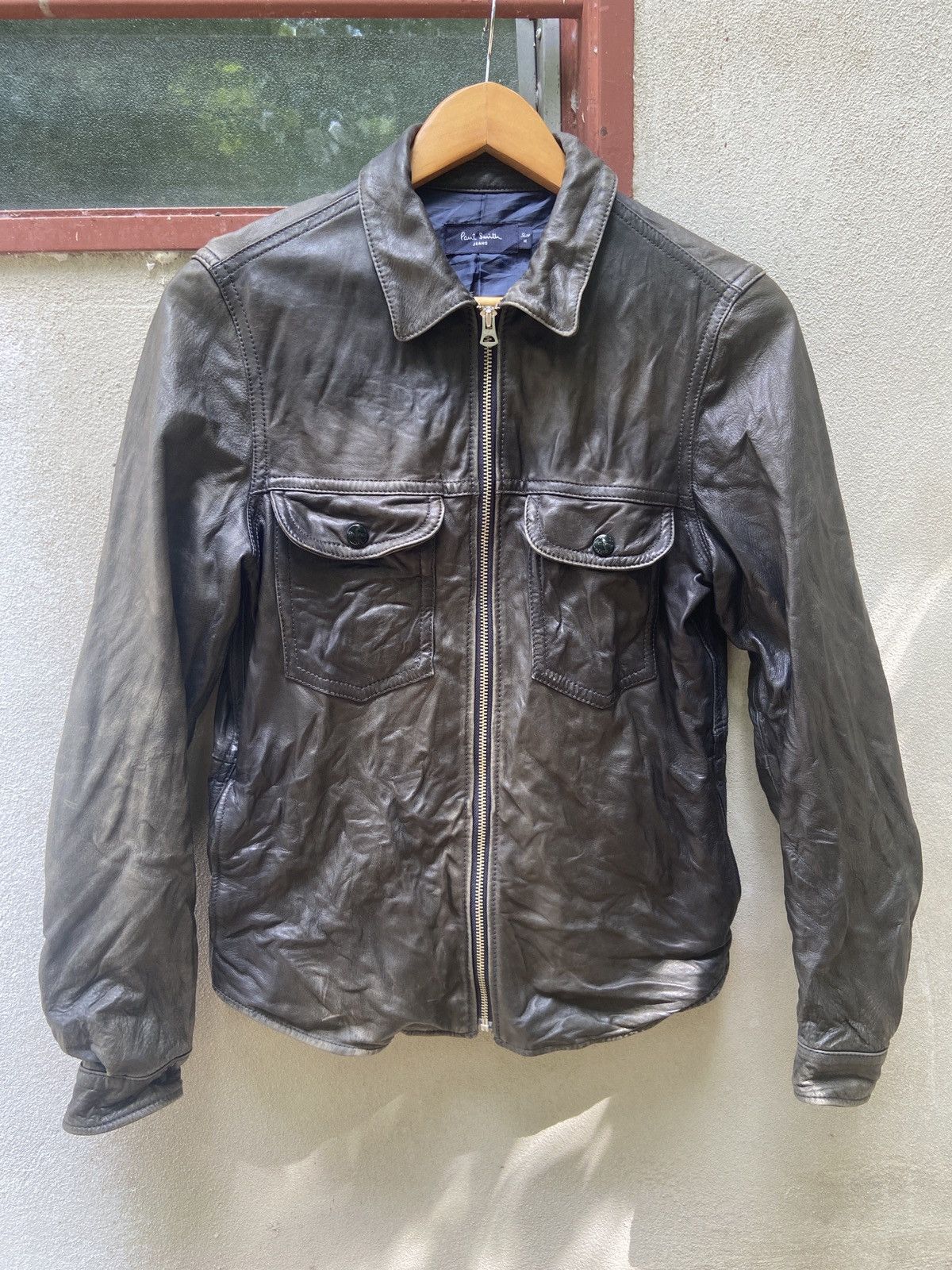 Paul Smith Paul Smith Green Lamb Leather Zip Blouson Jacket