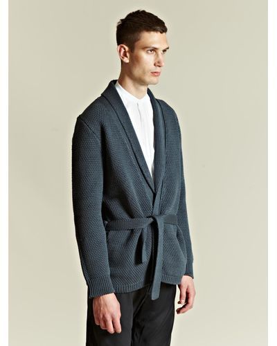 Lanvin Petrol Open Placket Shawl Cardigan