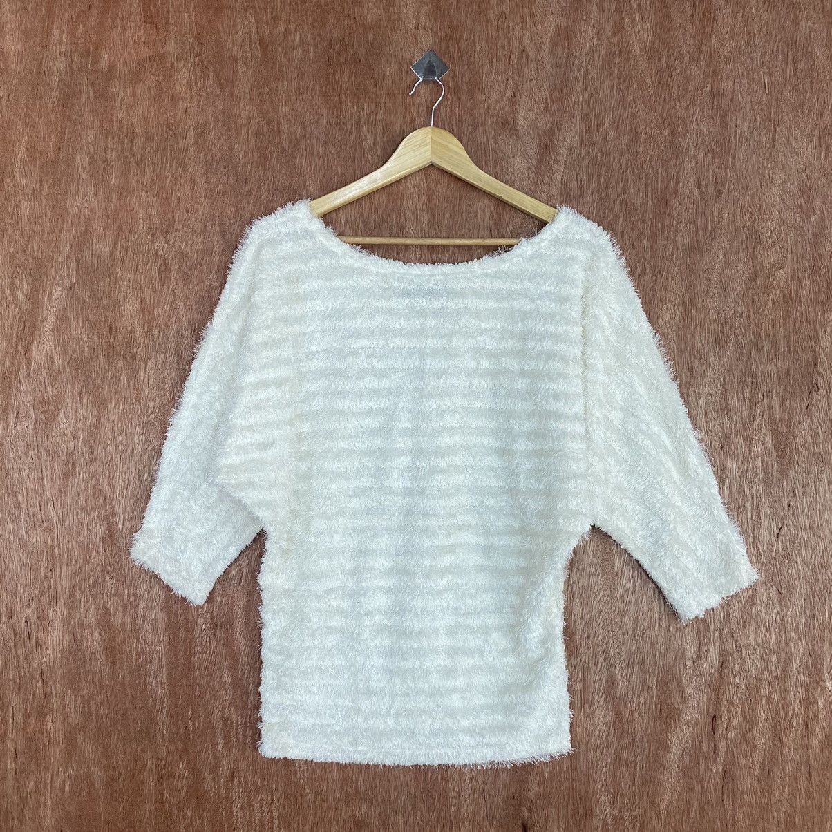 image of Homespun Knitwear x Over The Stripes Cecil Mc Bee White Mohair Knitwear, Men's (Size Medium)