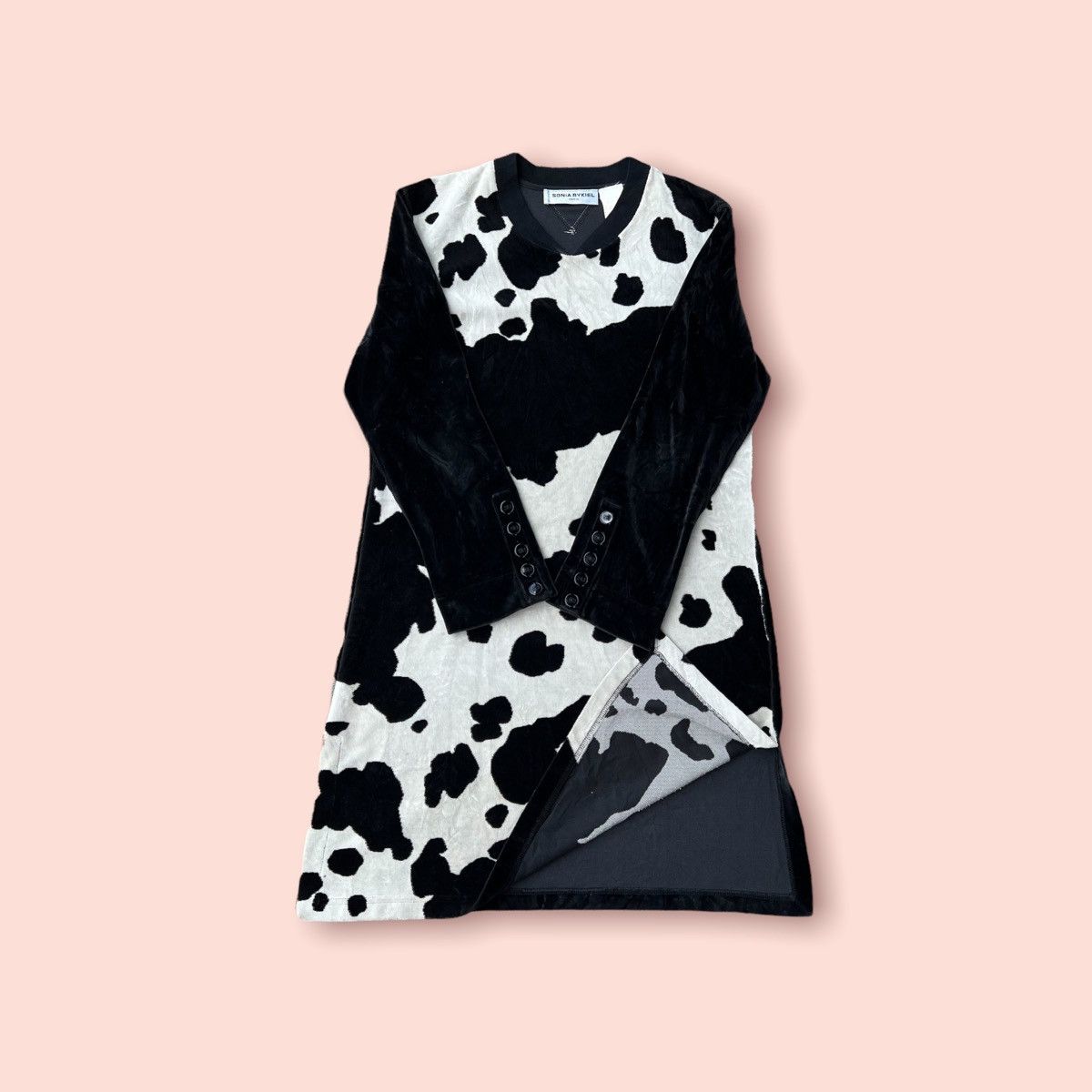 Designer × Sonia Rykiel × Vintage VINTAGE SONIA RYKIEL MILK COW VELVET DRESS Size M / US 6-8 / IT 42-44 - 3 Thumbnail