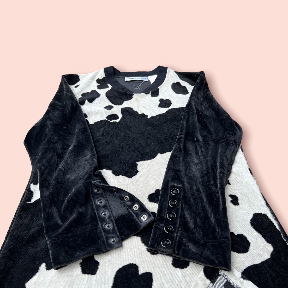 Designer × Sonia Rykiel × Vintage VINTAGE SONIA RYKIEL MILK COW VELVET DRESS Size M / US 6-8 / IT 42-44 - 4 Thumbnail