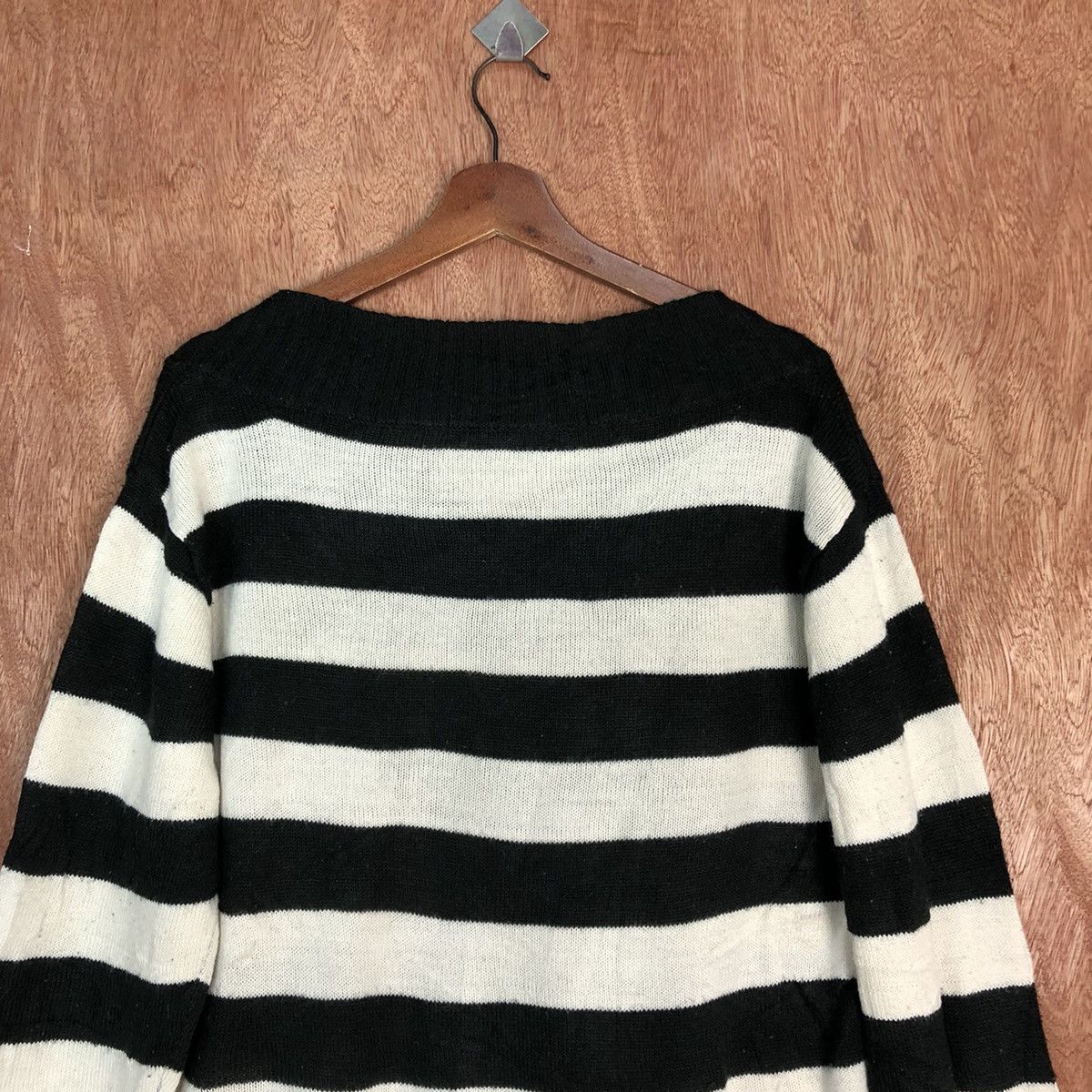 Homespun Knitwear Cookies House Stripe Black White Knitwear #H242 Size US XL / EU 56 / 4 - 12 Thumbnail