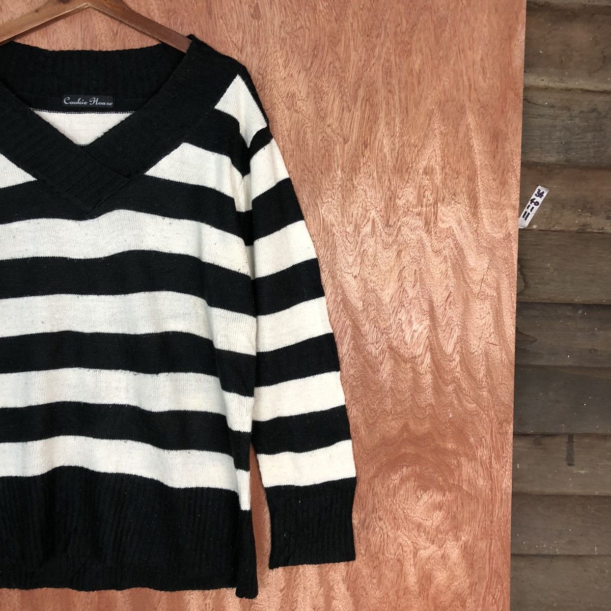 Homespun Knitwear Cookies House Stripe Black White Knitwear #H242 Size US XL / EU 56 / 4 - 5 Thumbnail
