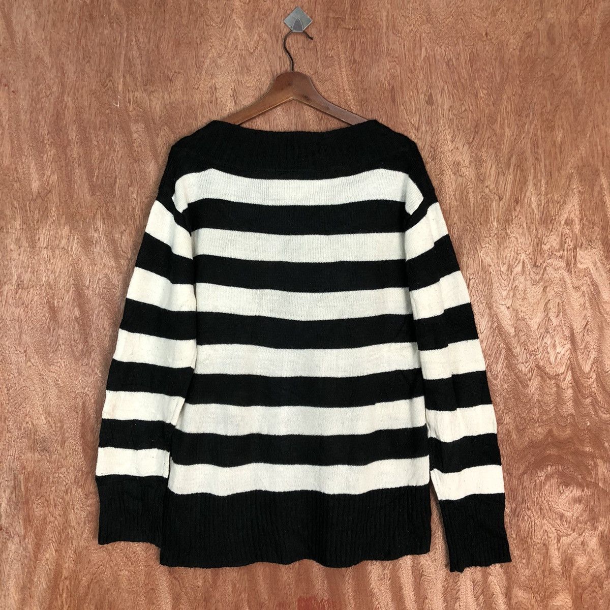 Homespun Knitwear Cookies House Stripe Black White Knitwear #H242 Size US XL / EU 56 / 4 - 13 Thumbnail