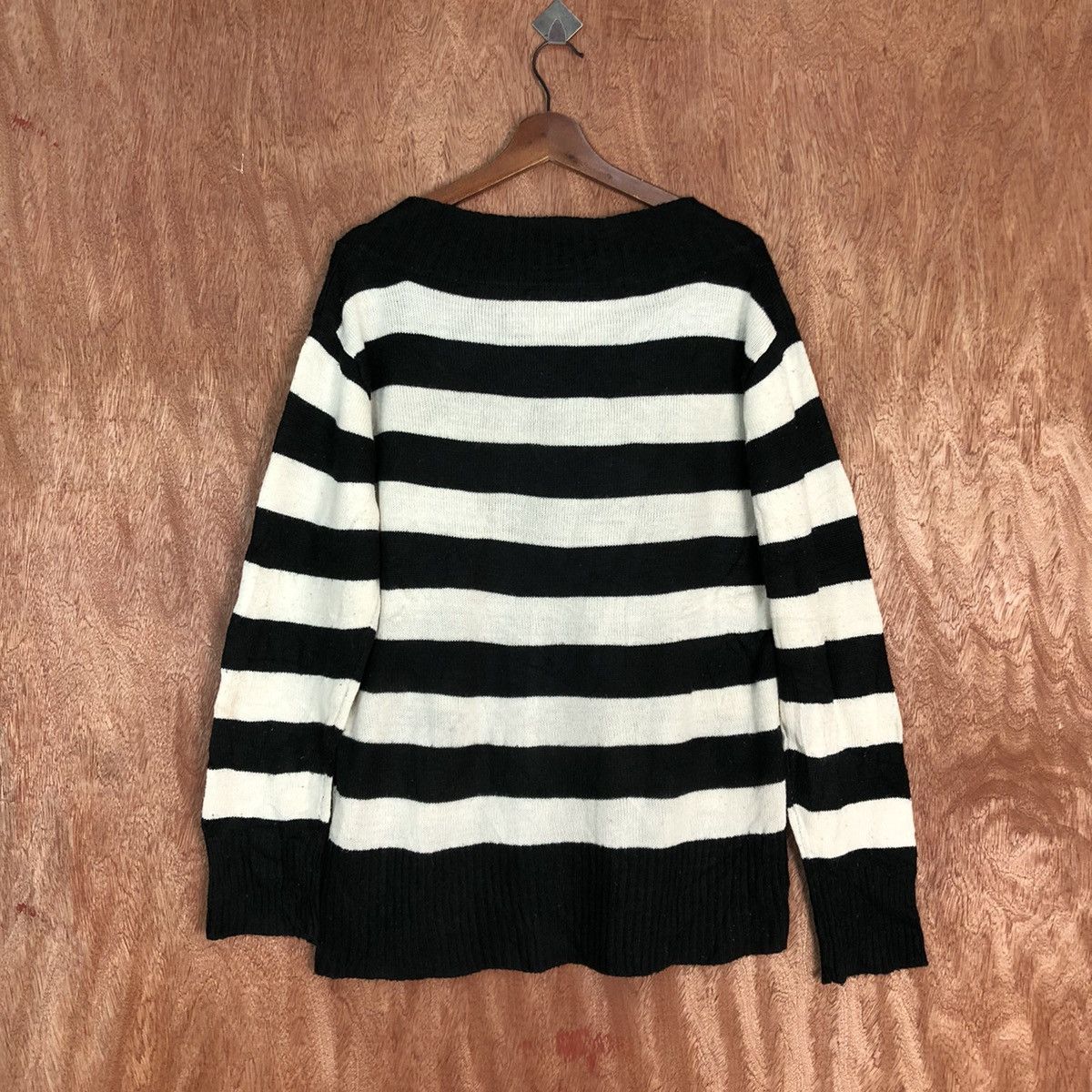 Homespun Knitwear Cookies House Stripe Black White Knitwear #H242 Size US XL / EU 56 / 4 - 11 Thumbnail