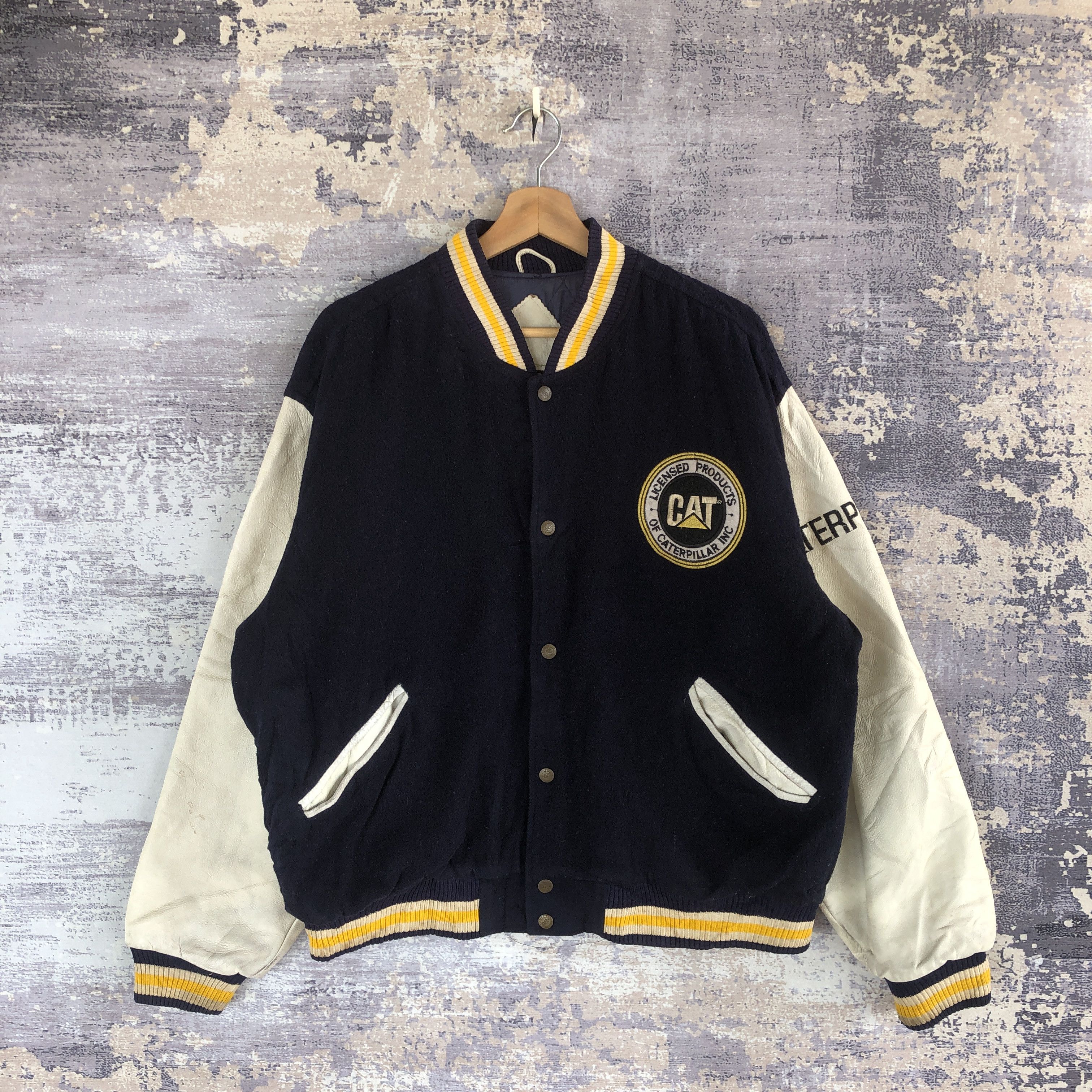 Caterpillar × Vintage Vintage Caterpillar Varsity Jacket Patches Wool Jacket Size US XL / EU 56 / 4 - 2 Thumbnail