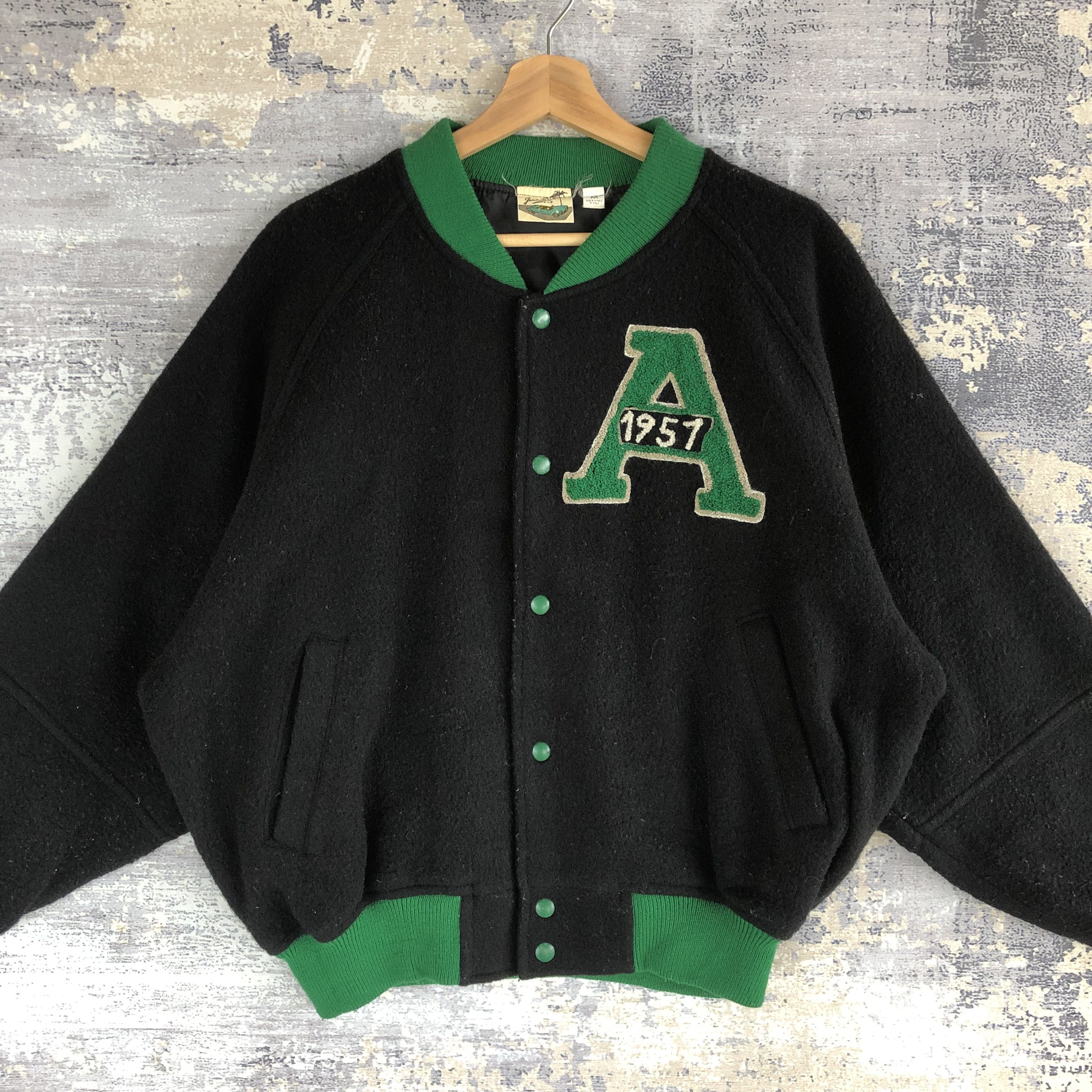 Japanese Brand × Vintage Japanese Factory 1960 Varsity Jackets Baggy Wool Jackets Size US L / EU 52-54 / 3 - 4 Thumbnail
