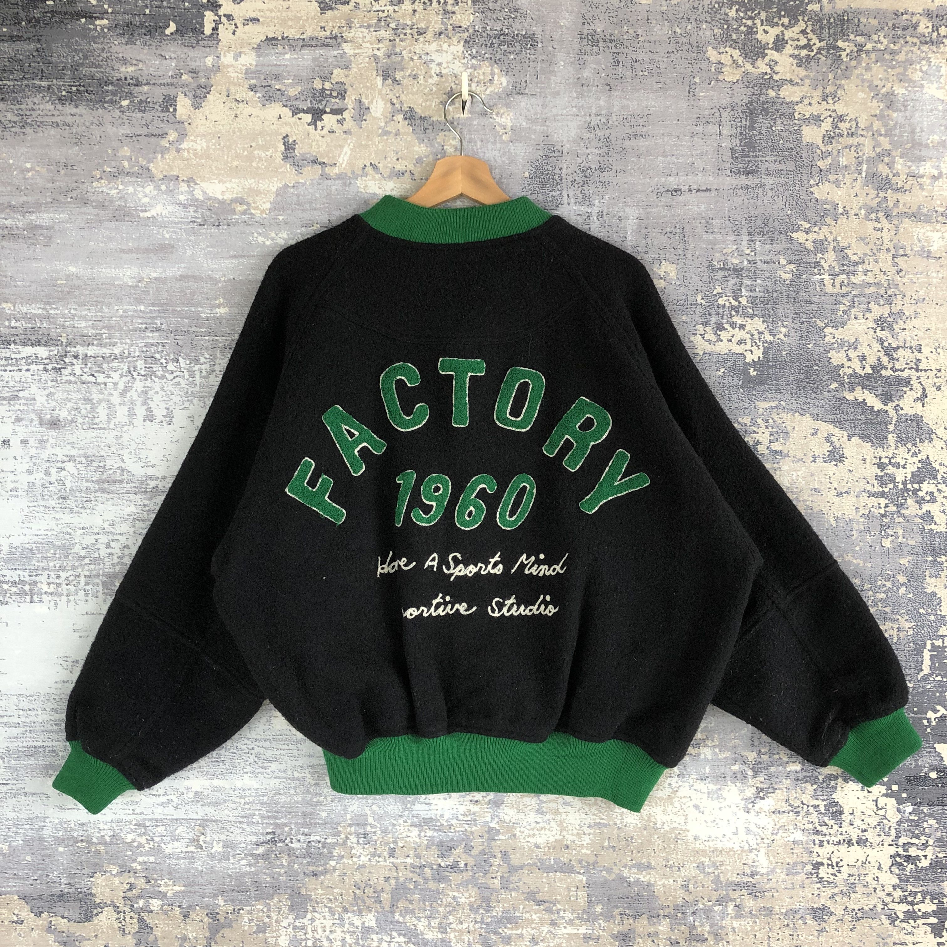Japanese Brand × Vintage Japanese Factory 1960 Varsity Jackets Baggy Wool Jackets Size US L / EU 52-54 / 3 - 1 Thumbnail