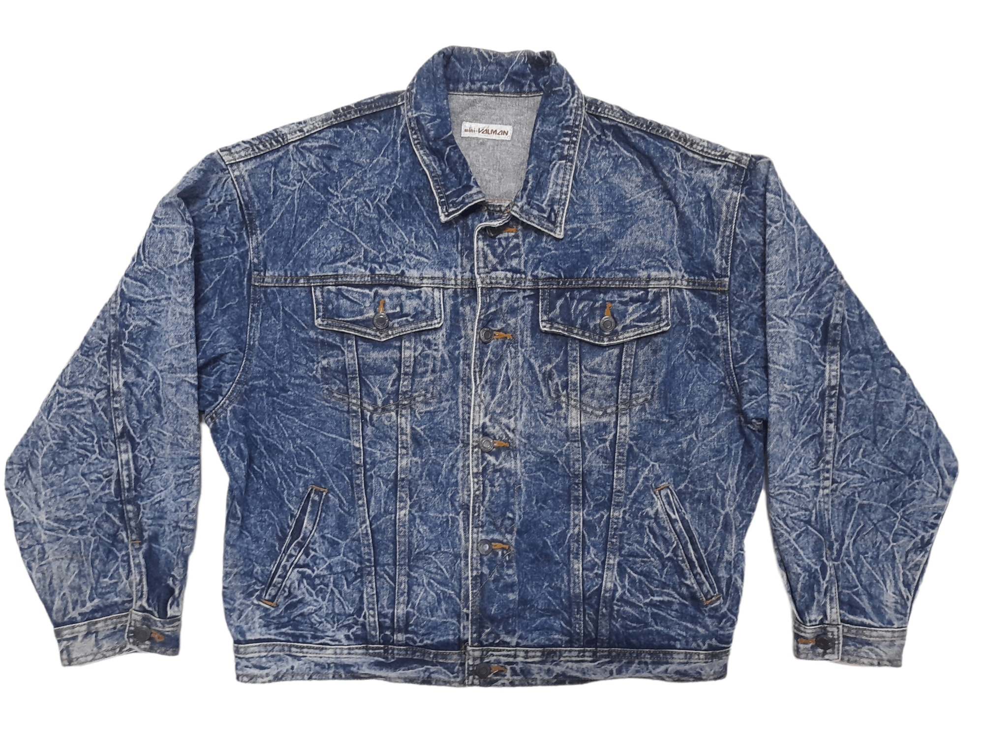 Japanese Brand 90s Valman Stone Root Washed Art Denim Jacket (E186) Size US L / EU 52-54 / 3 - 1 Thumbnail