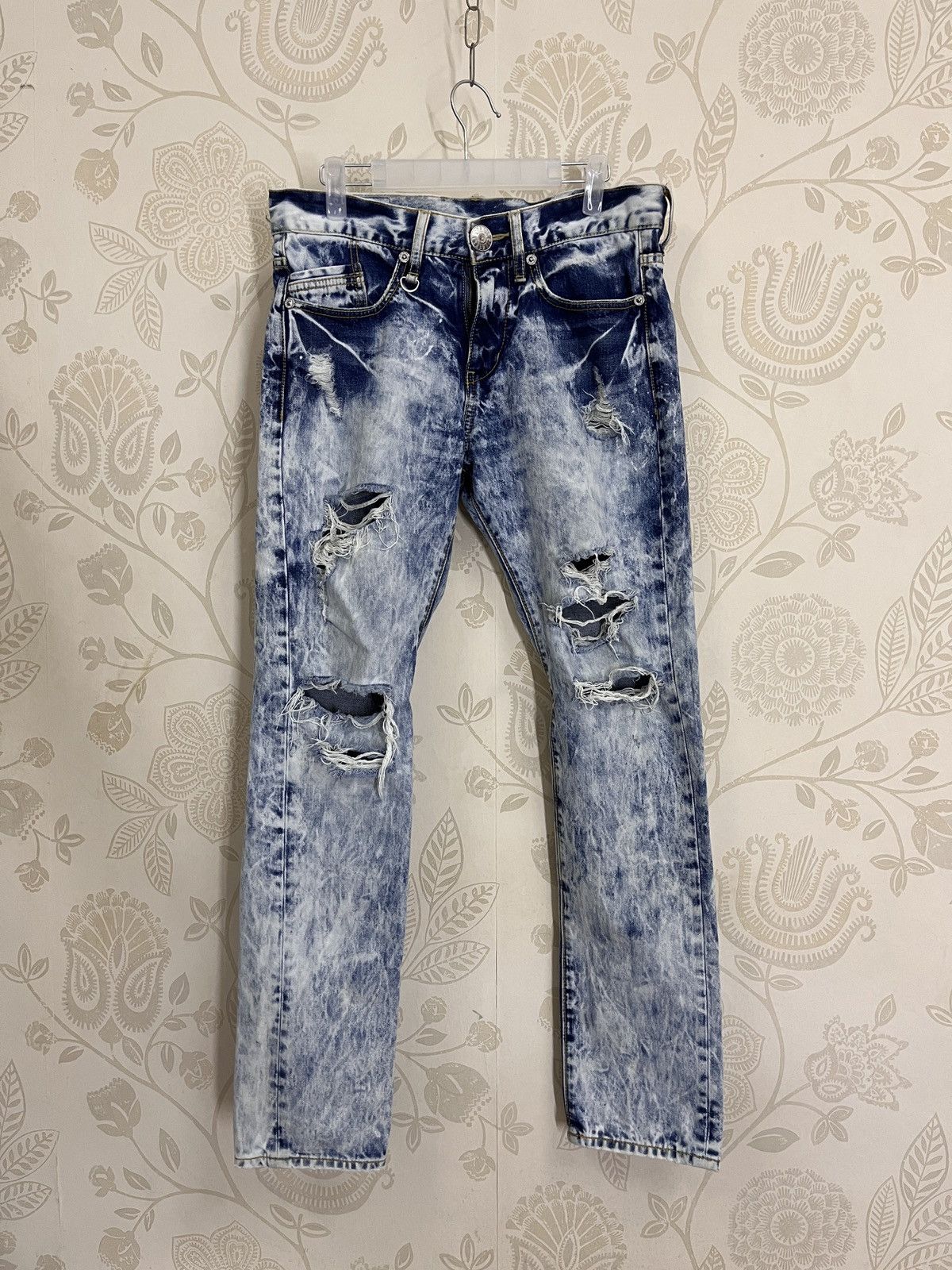 Japanese Brand Distressed Co & Lu Distressed Denim Mudwash Straight Cut Size US 31 - 1 Thumbnail