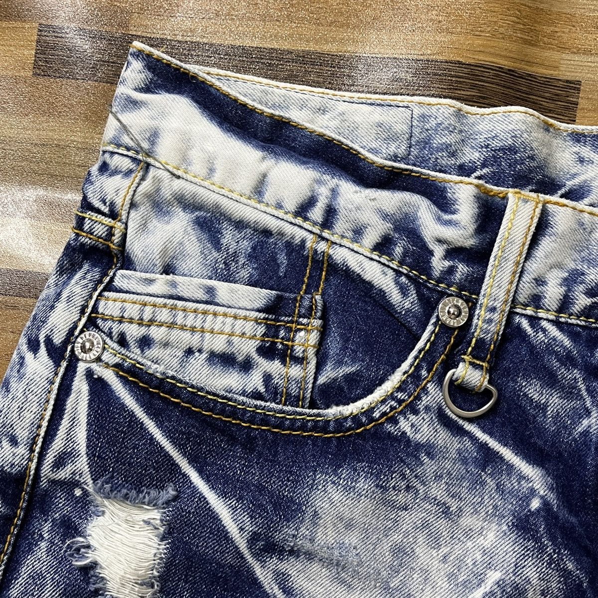 Japanese Brand Distressed Co & Lu Distressed Denim Mudwash Straight Cut Size US 31 - 6 Thumbnail