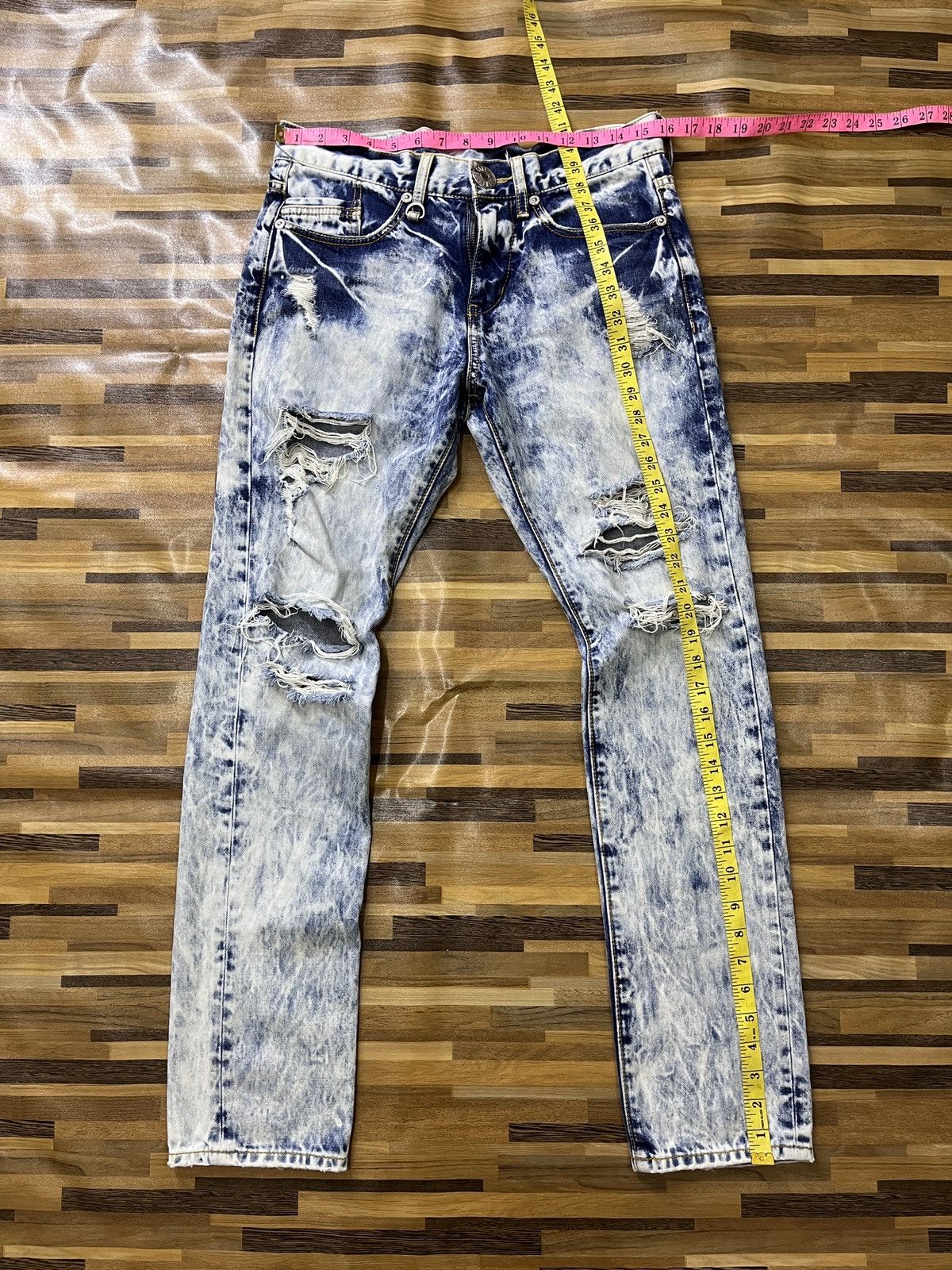 Japanese Brand Distressed Co & Lu Distressed Denim Mudwash Straight Cut Size US 31 - 3 Thumbnail