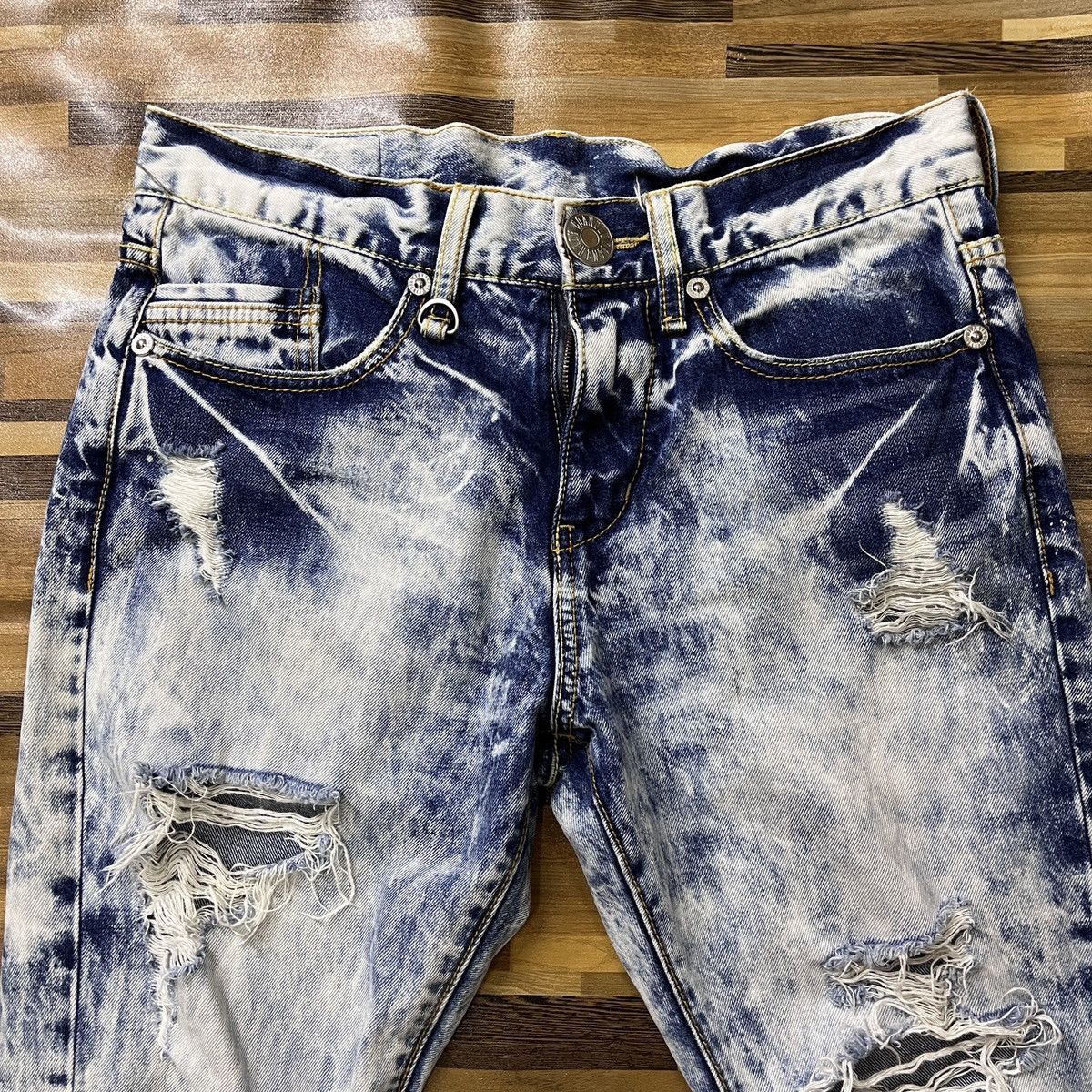 Japanese Brand Distressed Co & Lu Distressed Denim Mudwash Straight Cut Size US 31 - 4 Thumbnail