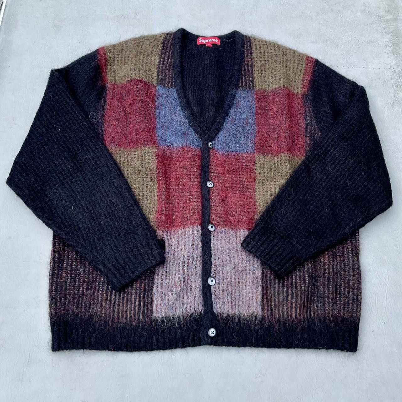 Supreme Brushed Grid Cardigan Black | Grailed