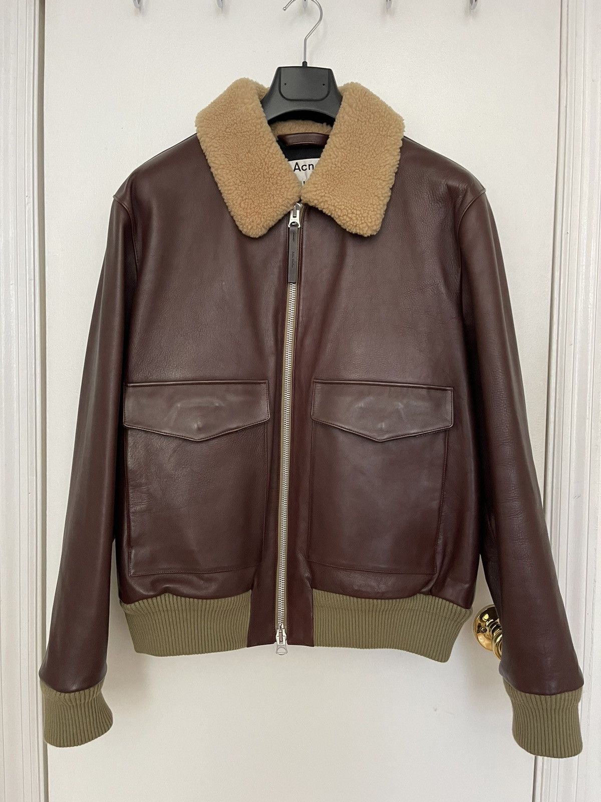 Acne Studios Lazlo Shearling Collar Leather Jacket | Grailed 