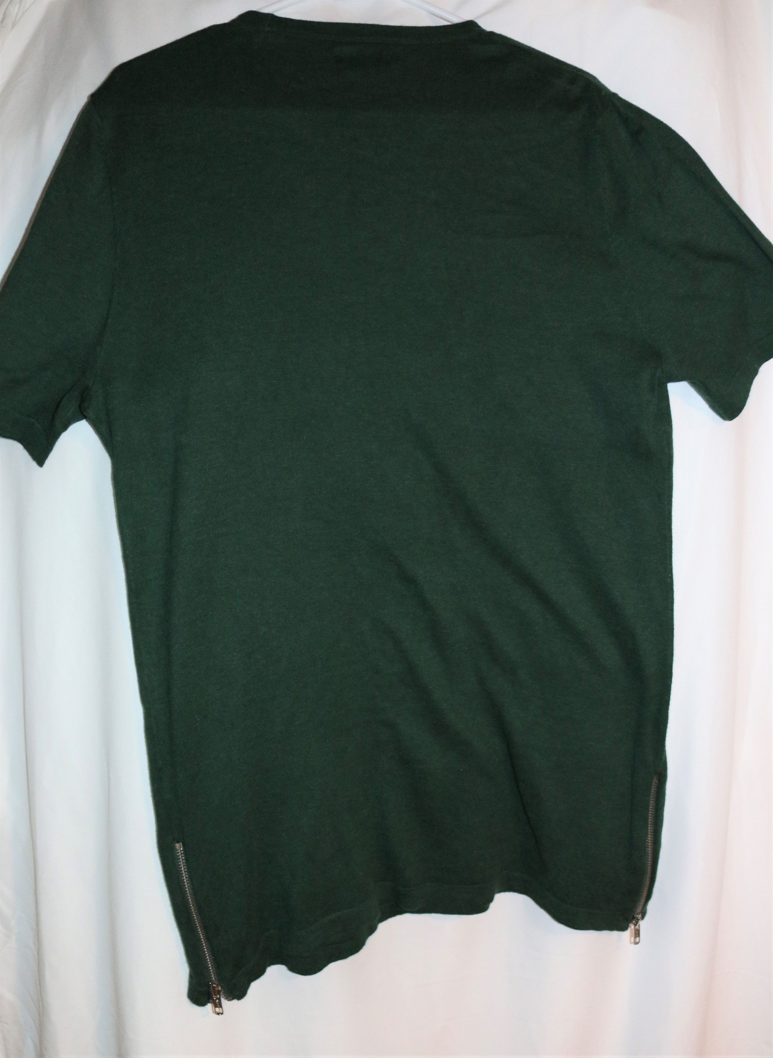 Asos Soft Muscle Fit Green Shirt with Side Zippers 100% Cotton Size US XL / EU 56 / 4 - 5 Thumbnail