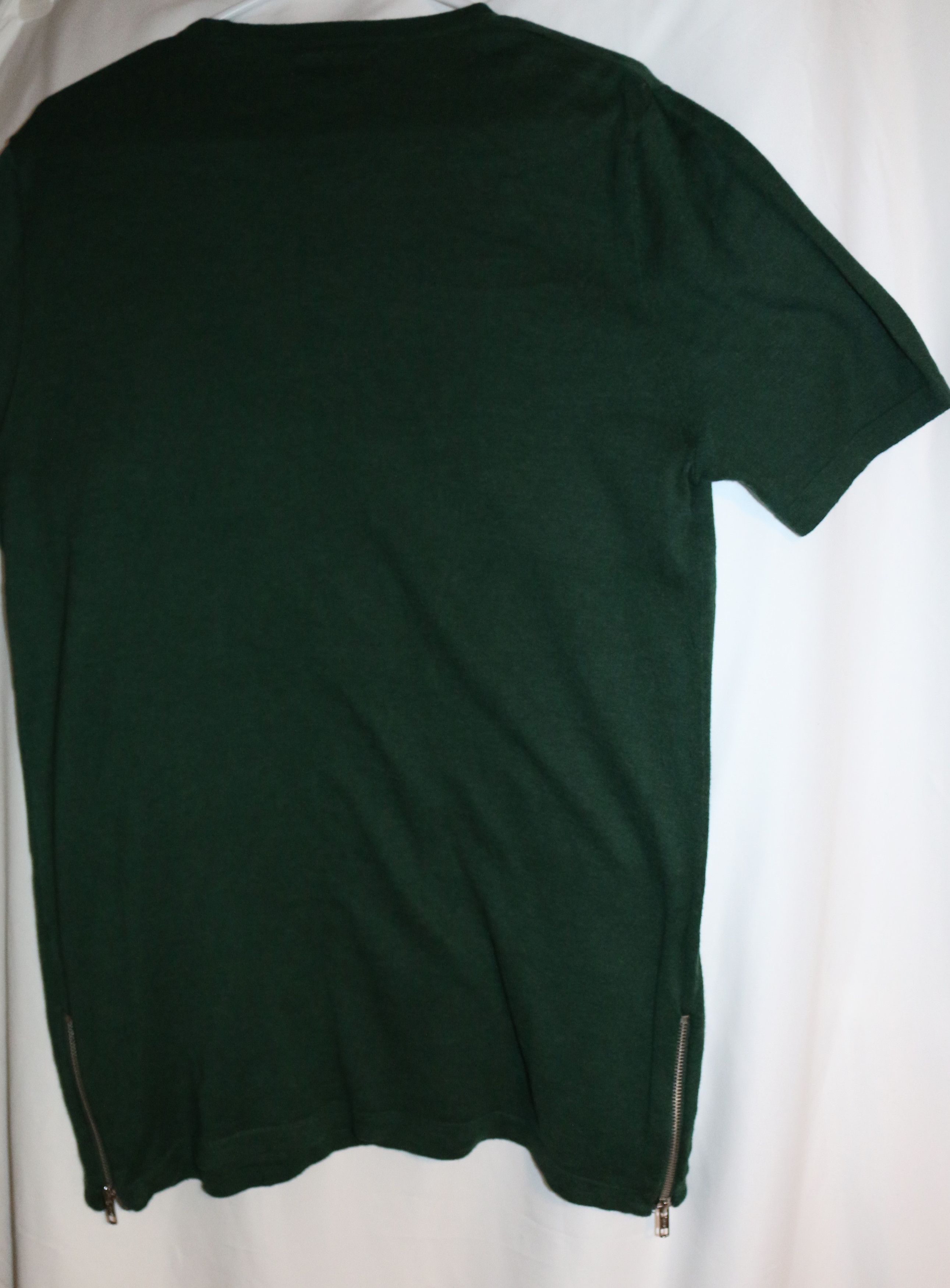 Asos Soft Muscle Fit Green Shirt with Side Zippers 100% Cotton Size US XL / EU 56 / 4 - 4 Thumbnail