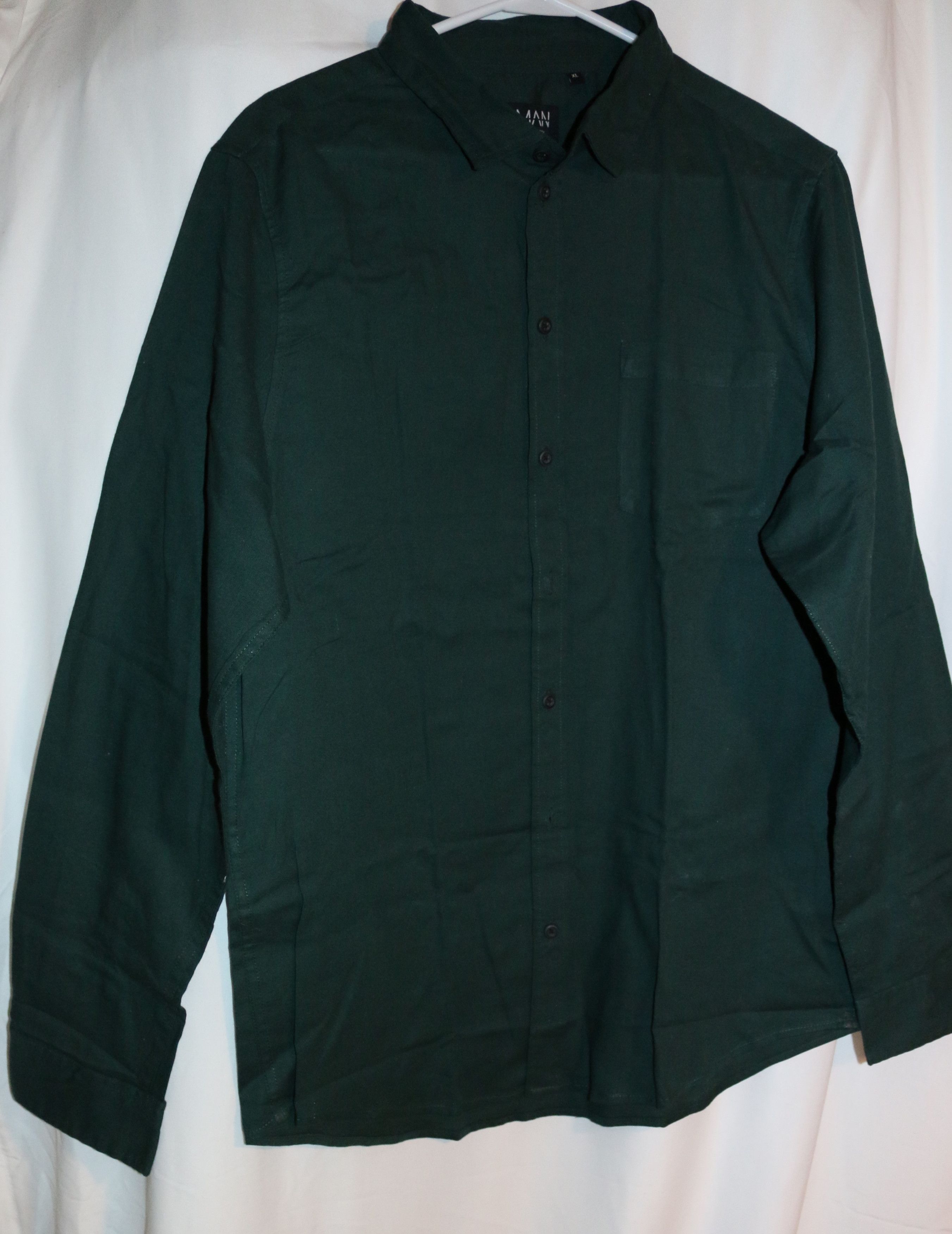 Boohoo Green Button Down Long Sleeve Shirt 100% Cotton Size US XL / EU 56 / 4 - 1 Thumbnail